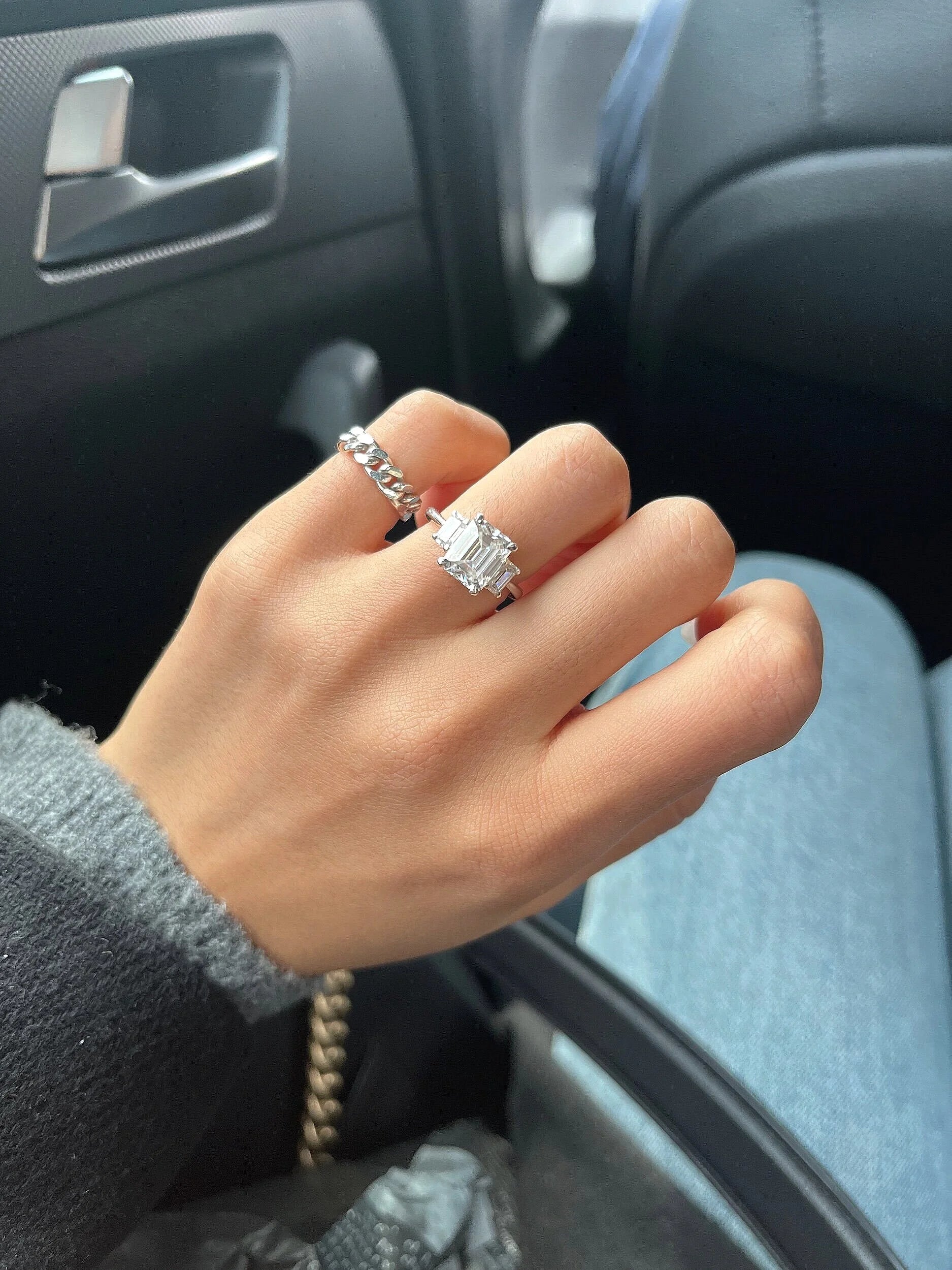 Three Emerald Cut Ring