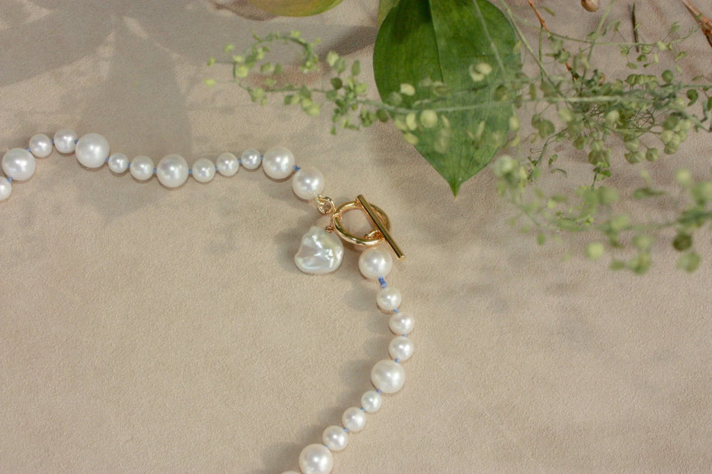 No. 2: Blue Silk Off-Side Baroque Center Necklace