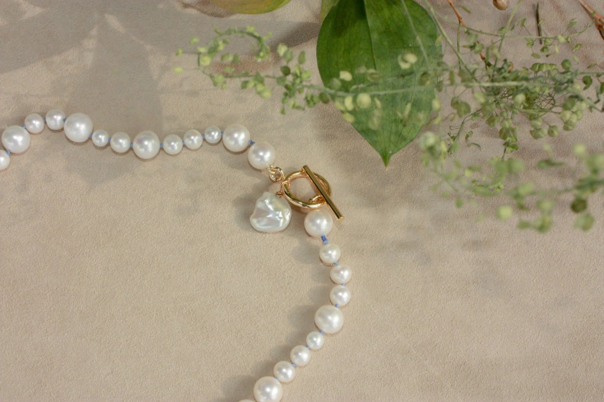 No. 2: Blue Silk Off-Side Baroque Center Necklace
