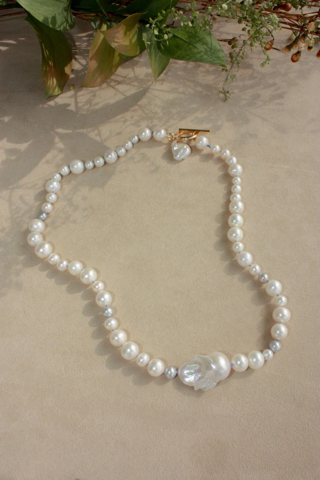 No. 2: Blue Silk Off-Side Baroque Center Necklace
