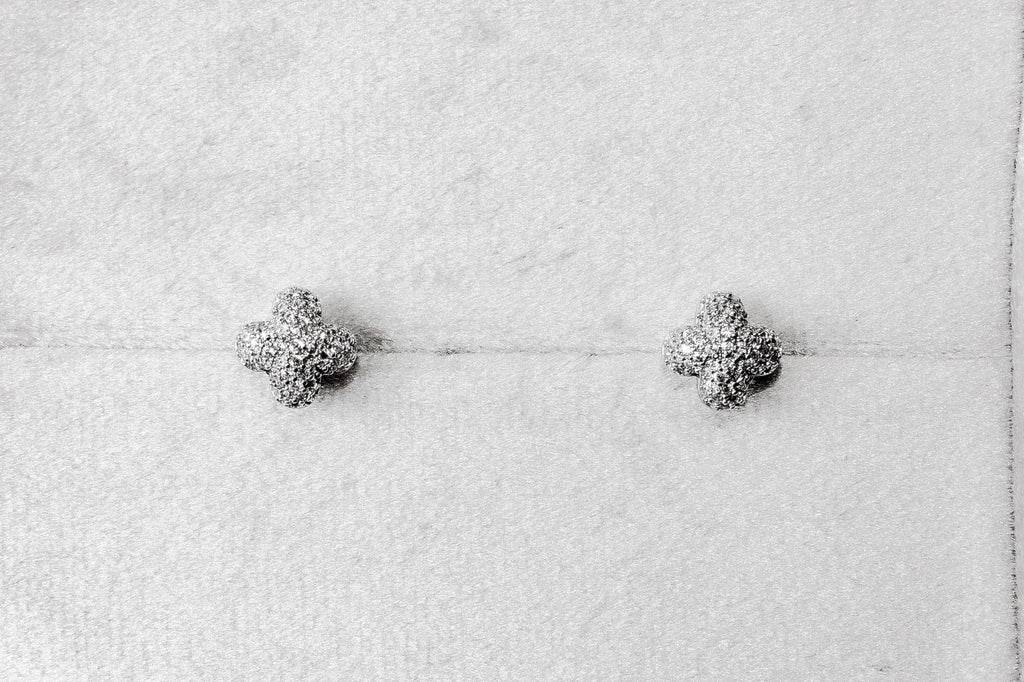 Domed Clover Pavé Stud Earrings