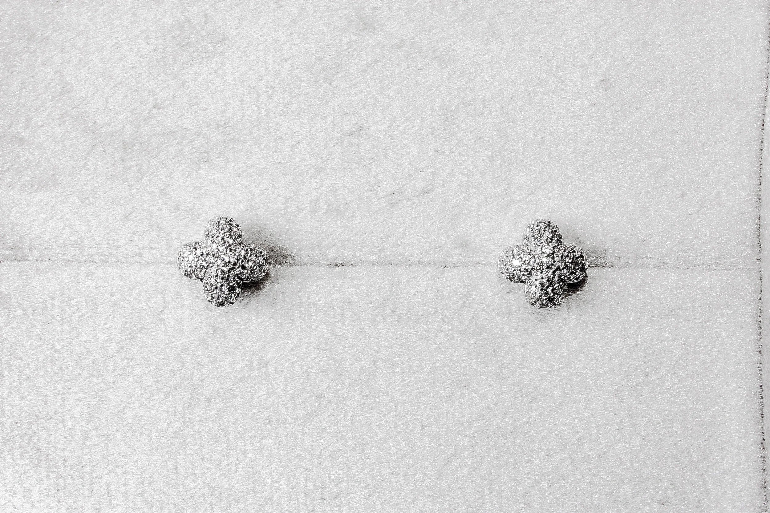 Domed Clover Pavé Stud Earrings