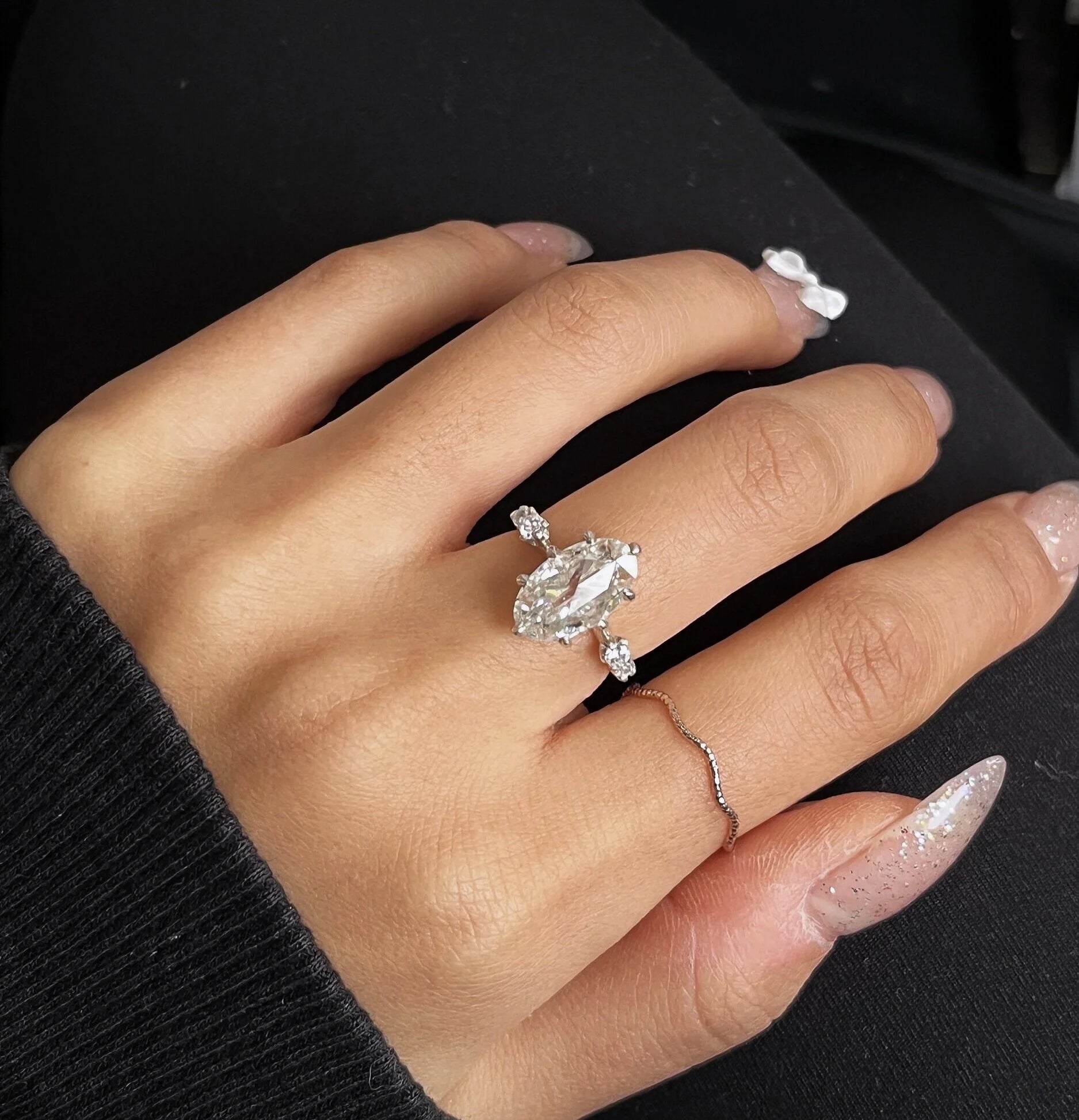 Ouri Double Rosecut Moissanite Engagement Ring
