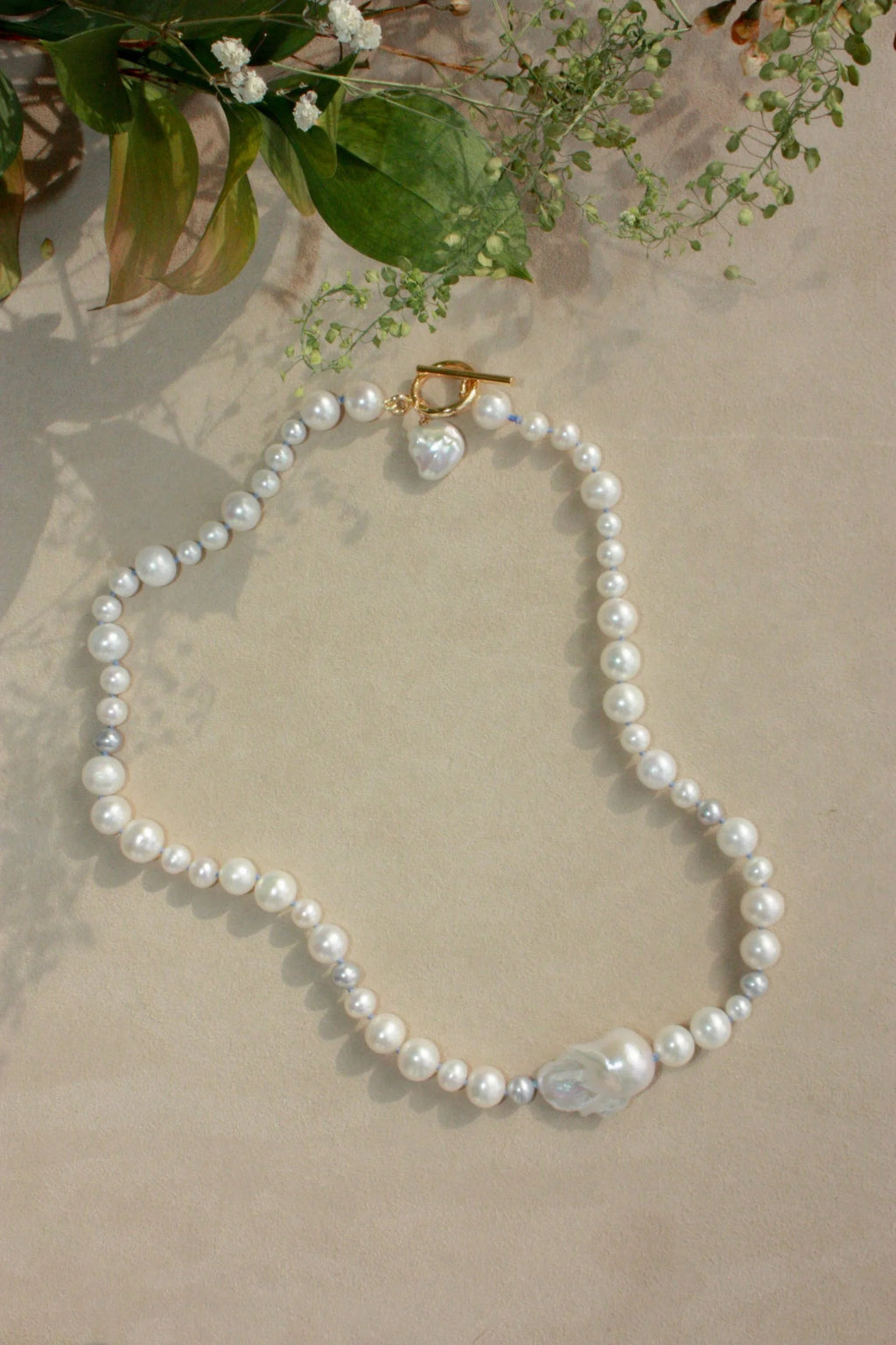 No. 2: Blue Silk Off-Side Baroque Center Necklace