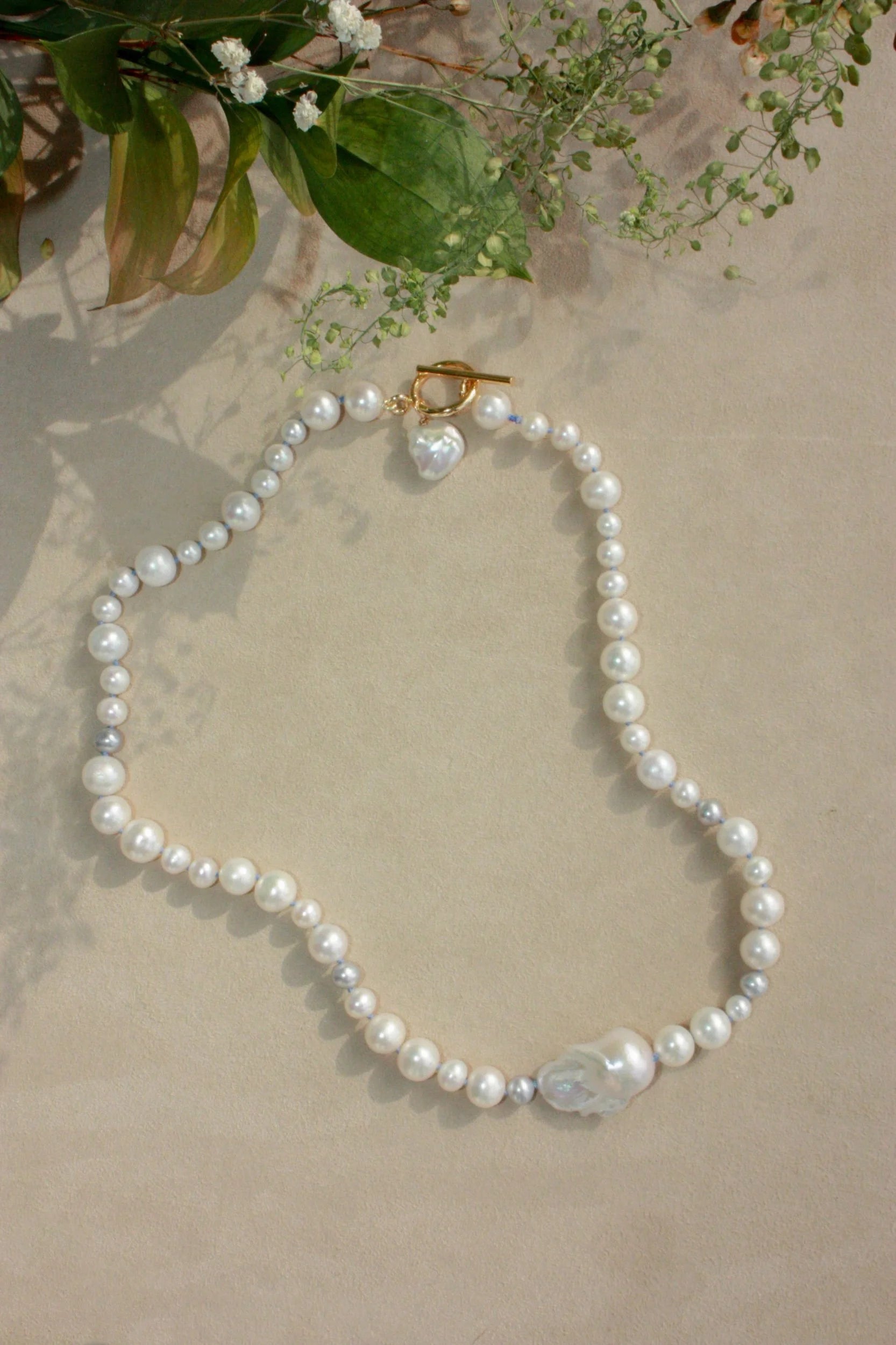 No. 2: Blue Silk Off-Side Baroque Center Necklace
