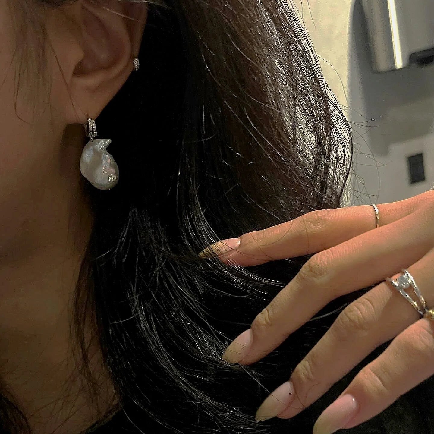 Pierced Baroque Pearl Earring