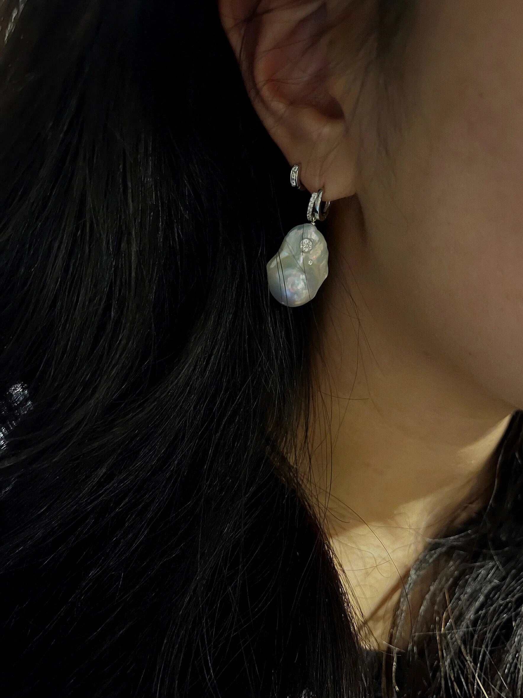 Pierced Baroque Pearl Earring