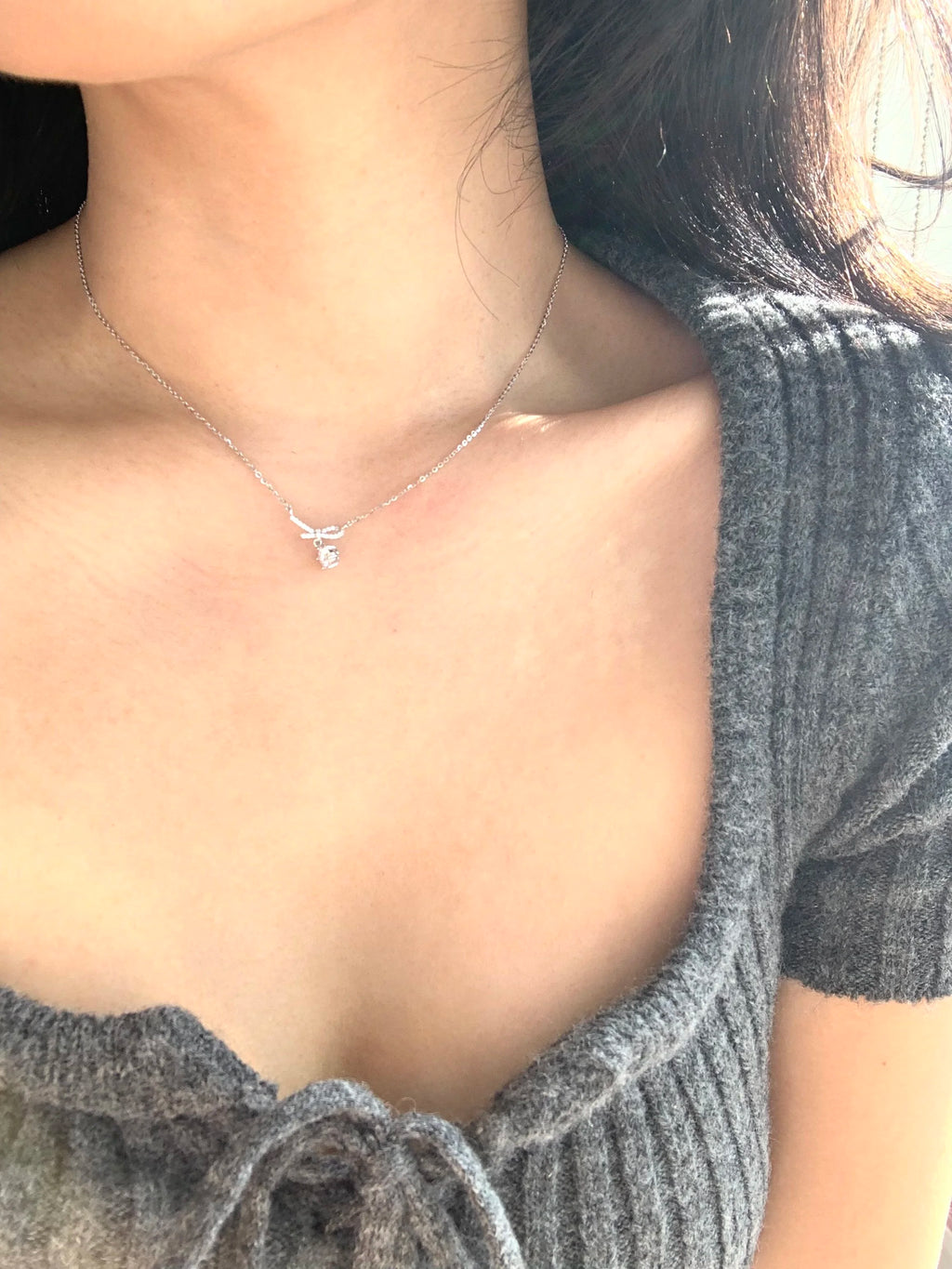 Ribbon Moissanite Necklace