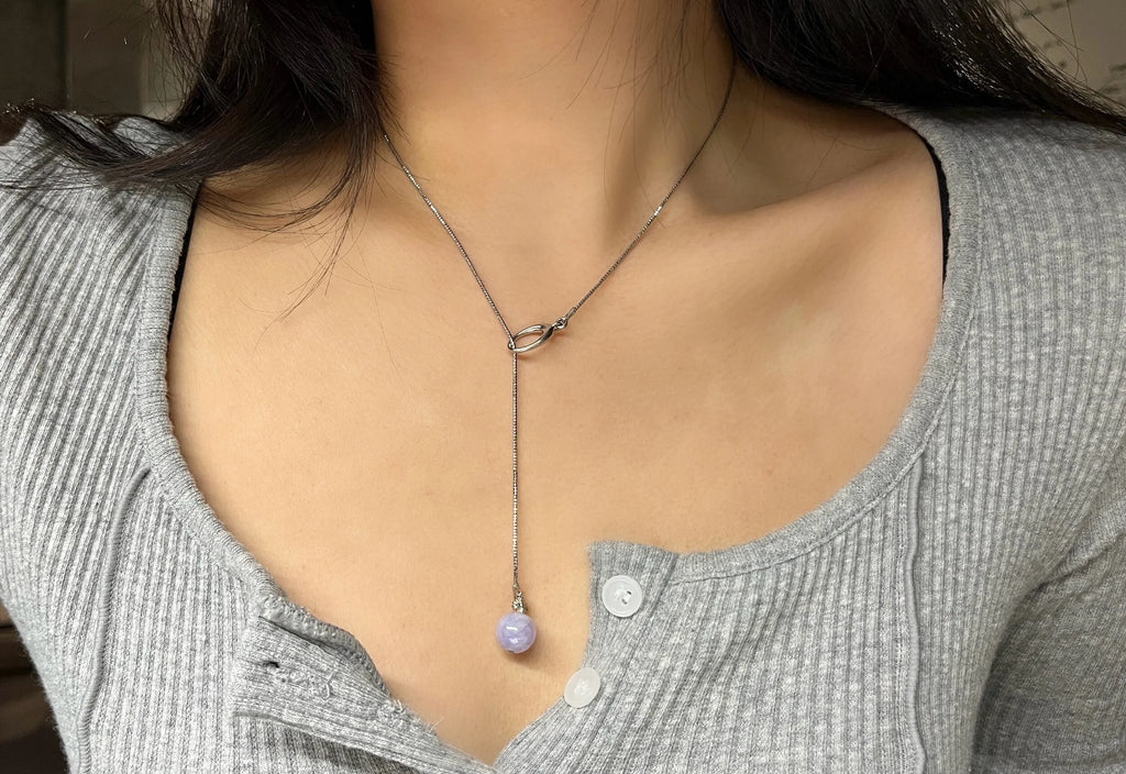 Threaded Lavender Jade Necklace