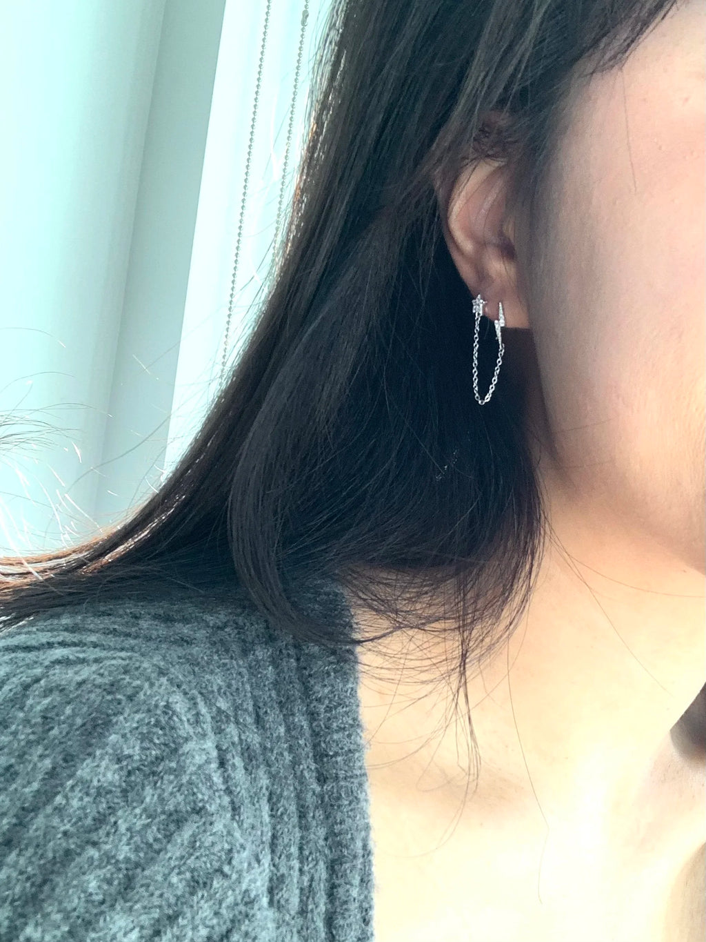 Star Bolt Double Piercing Earrings