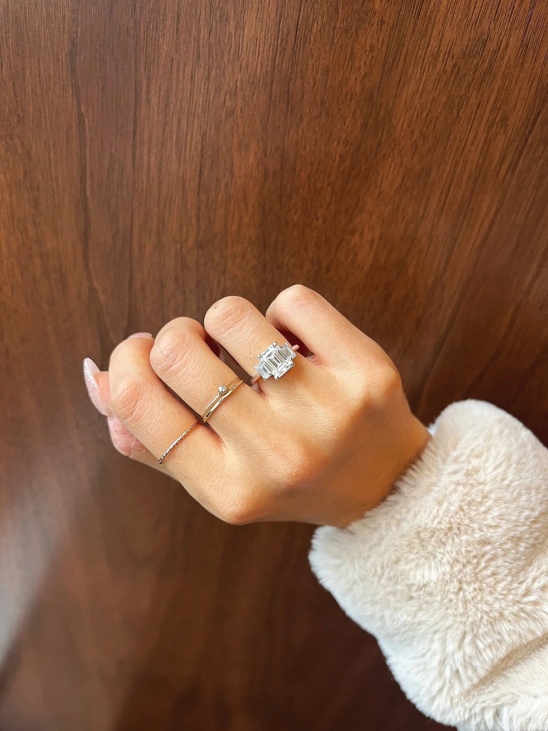 Three Emerald Cut Ring