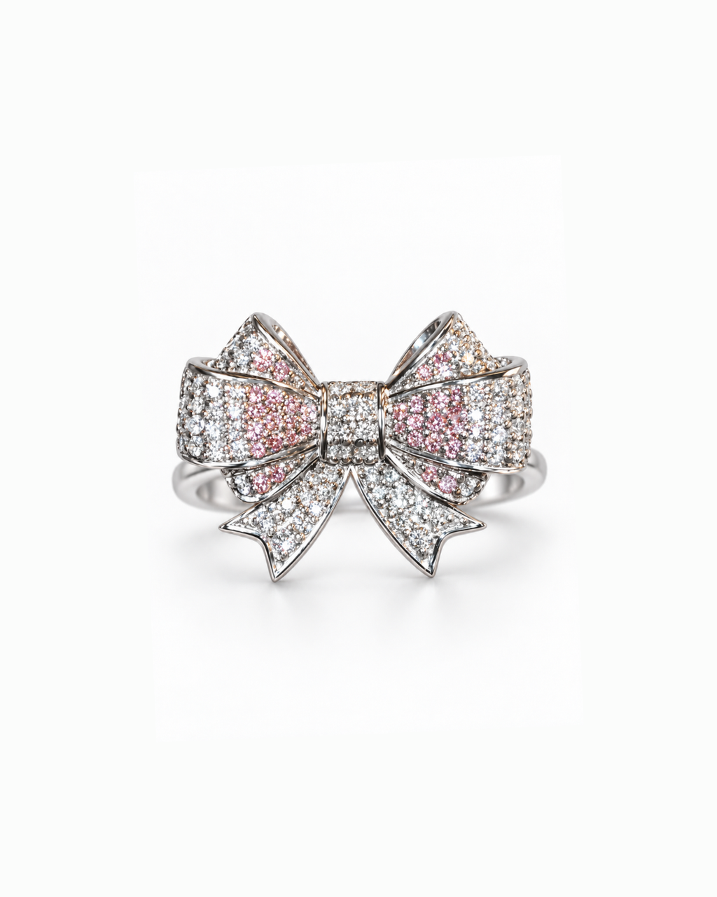Pink and White Ribbon Design Ring