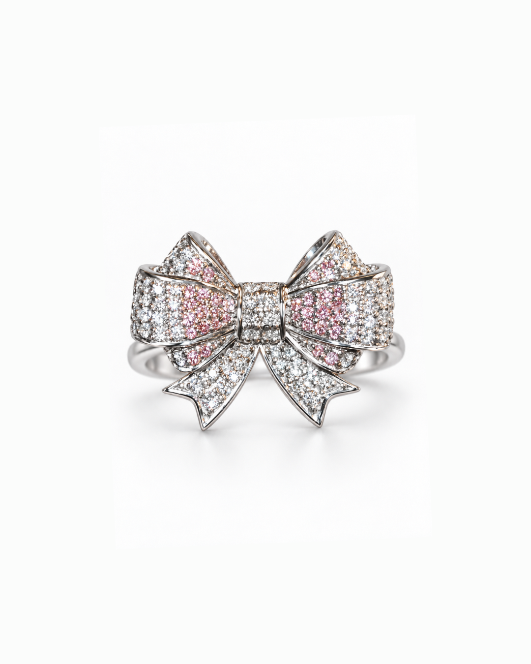 Pink and White Ribbon Design Ring