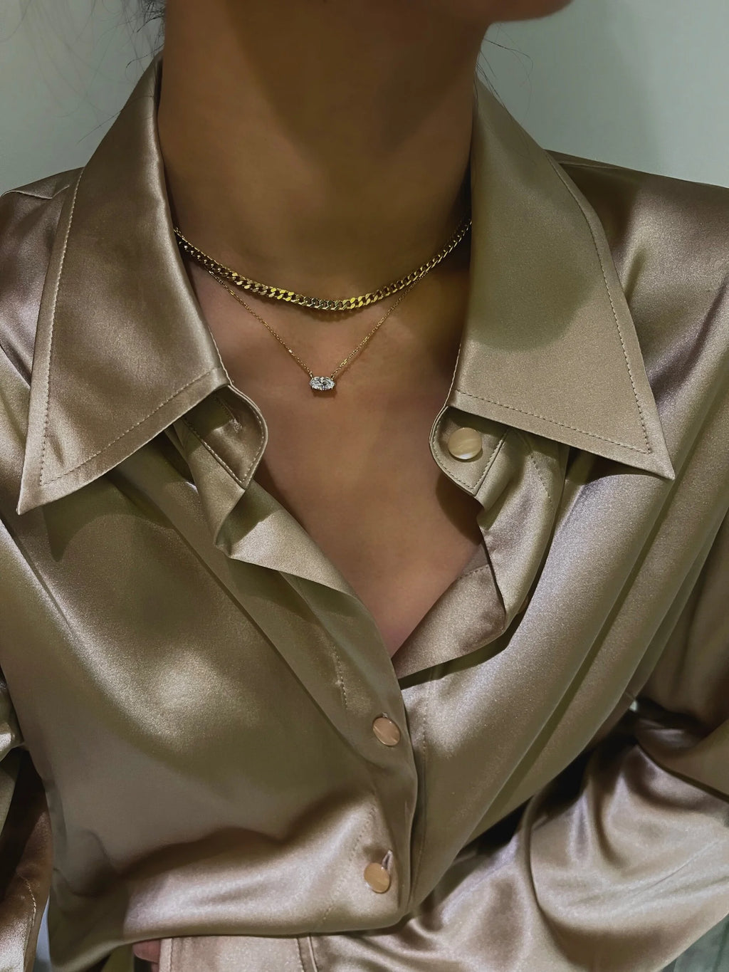 Faceted Curb Chain Necklace