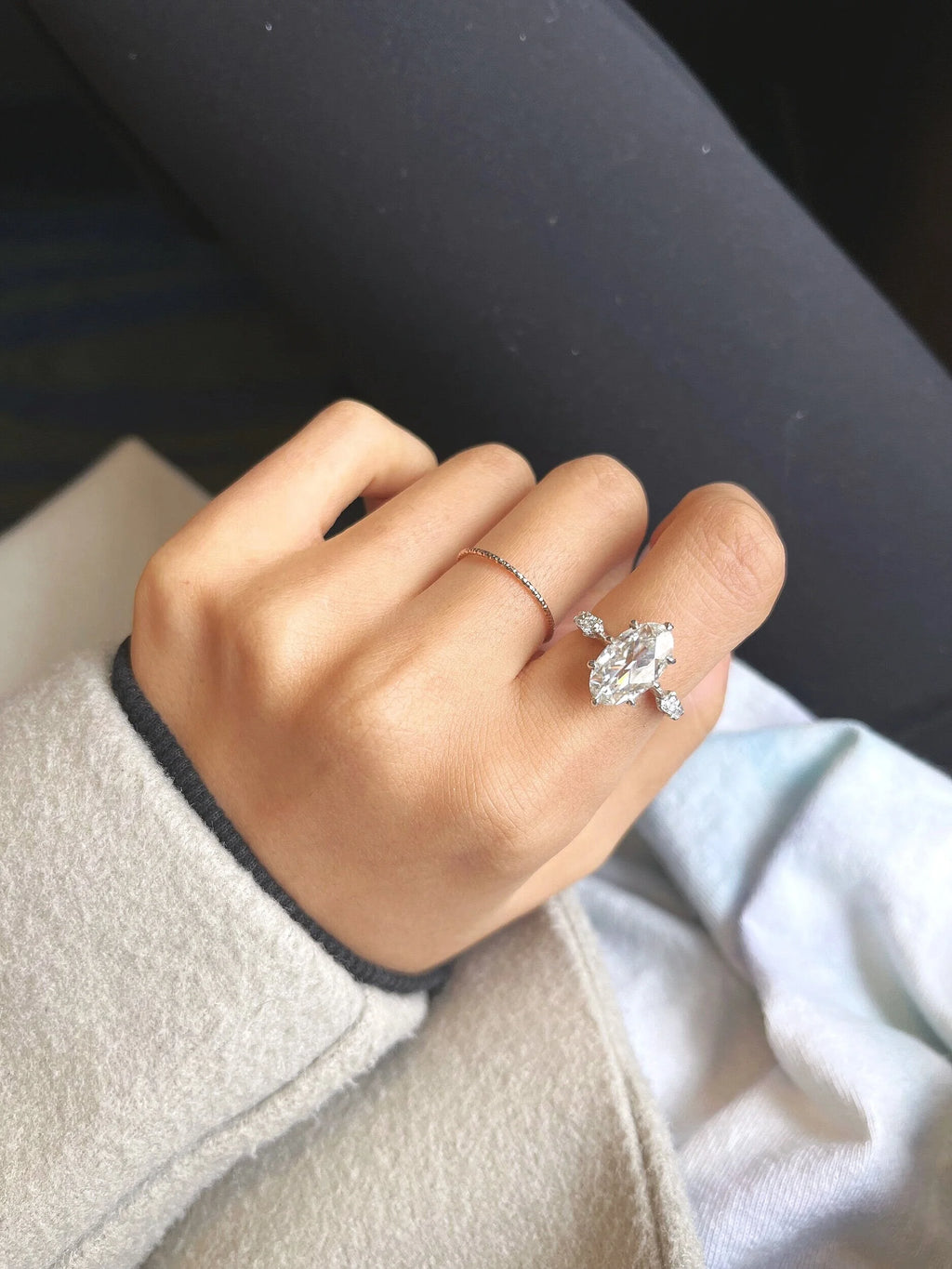 Ouri Double Rosecut Moissanite Engagement Ring