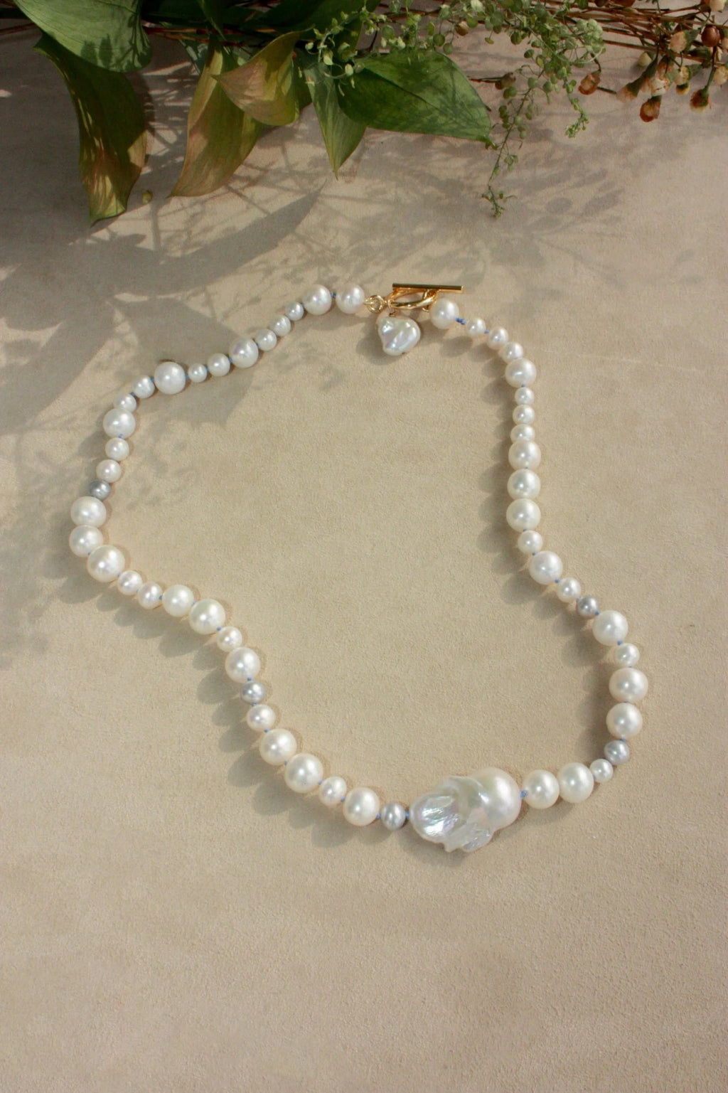 No. 2: Blue Silk Off-Side Baroque Center Necklace