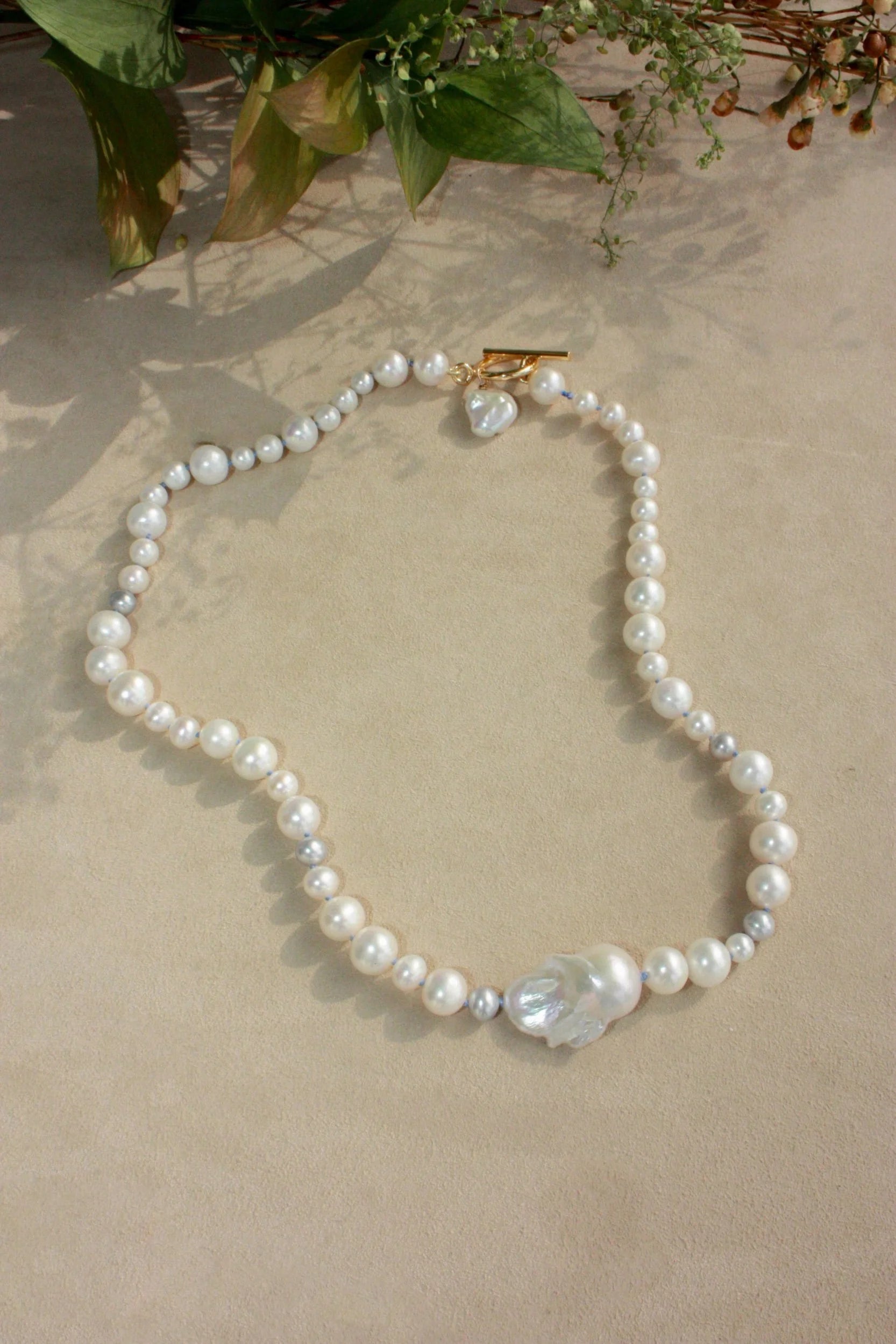 No. 2: Blue Silk Off-Side Baroque Center Necklace