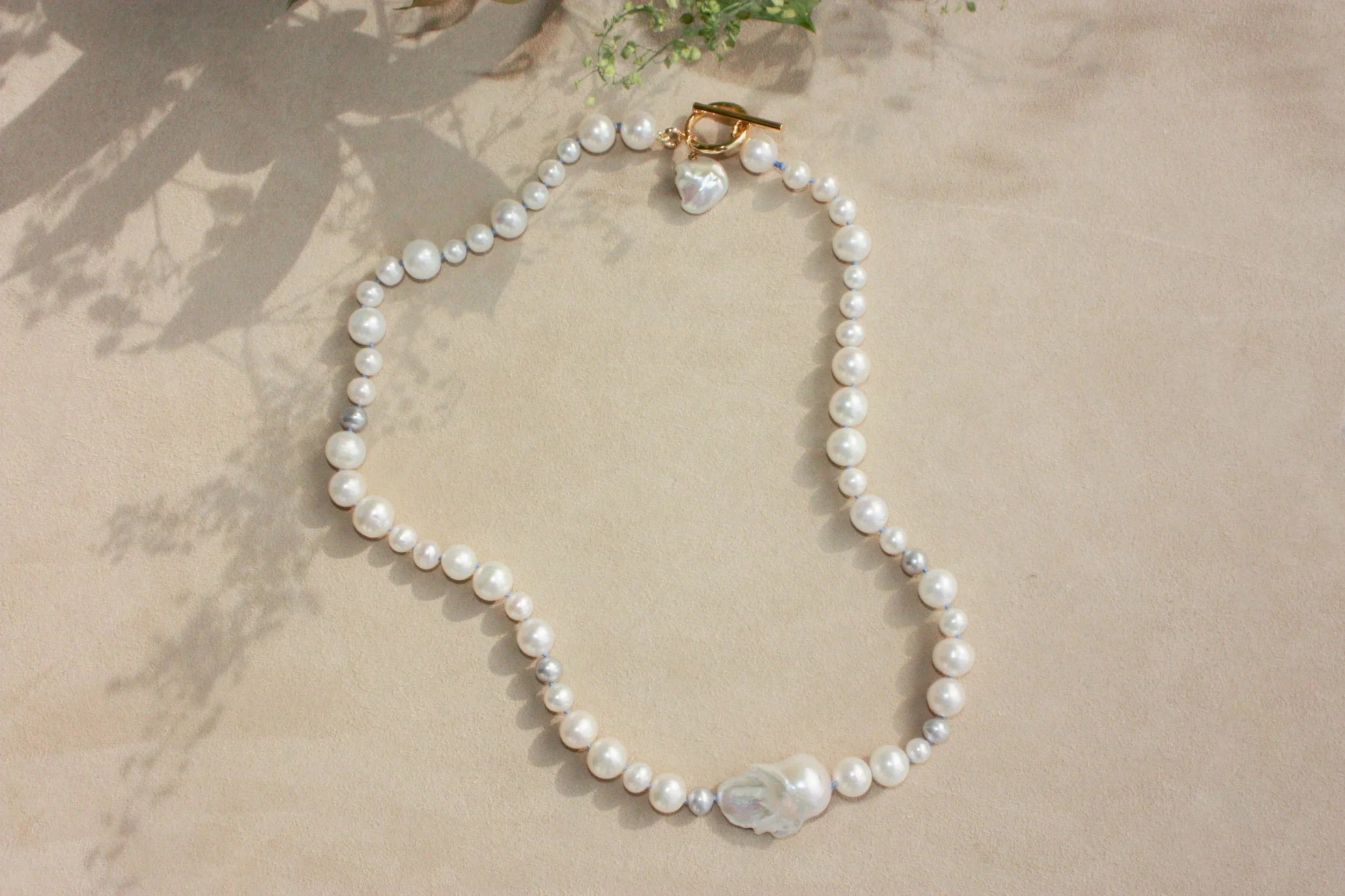No. 2: Blue Silk Off-Side Baroque Center Necklace