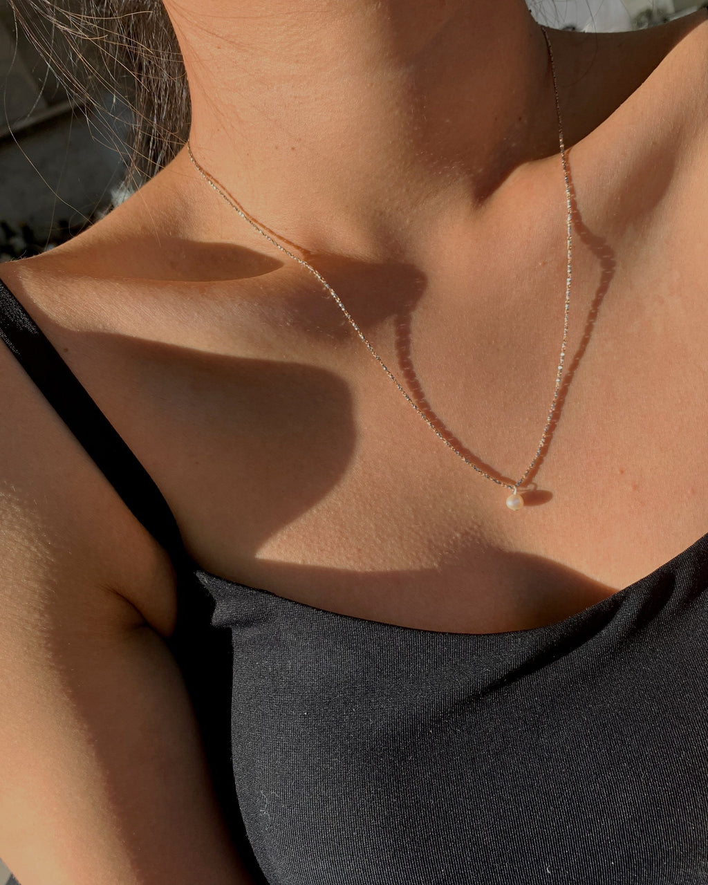 Faceted Multi-Metal Chain with Mini Pearl Necklace