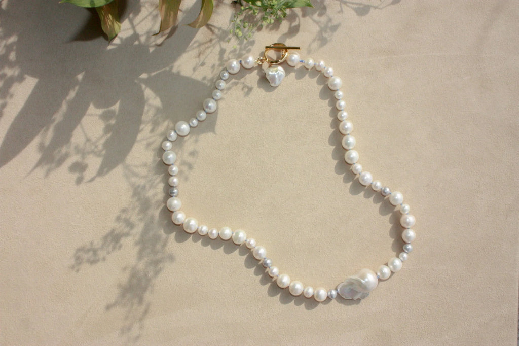 No. 2: Blue Silk Off-Side Baroque Center Necklace