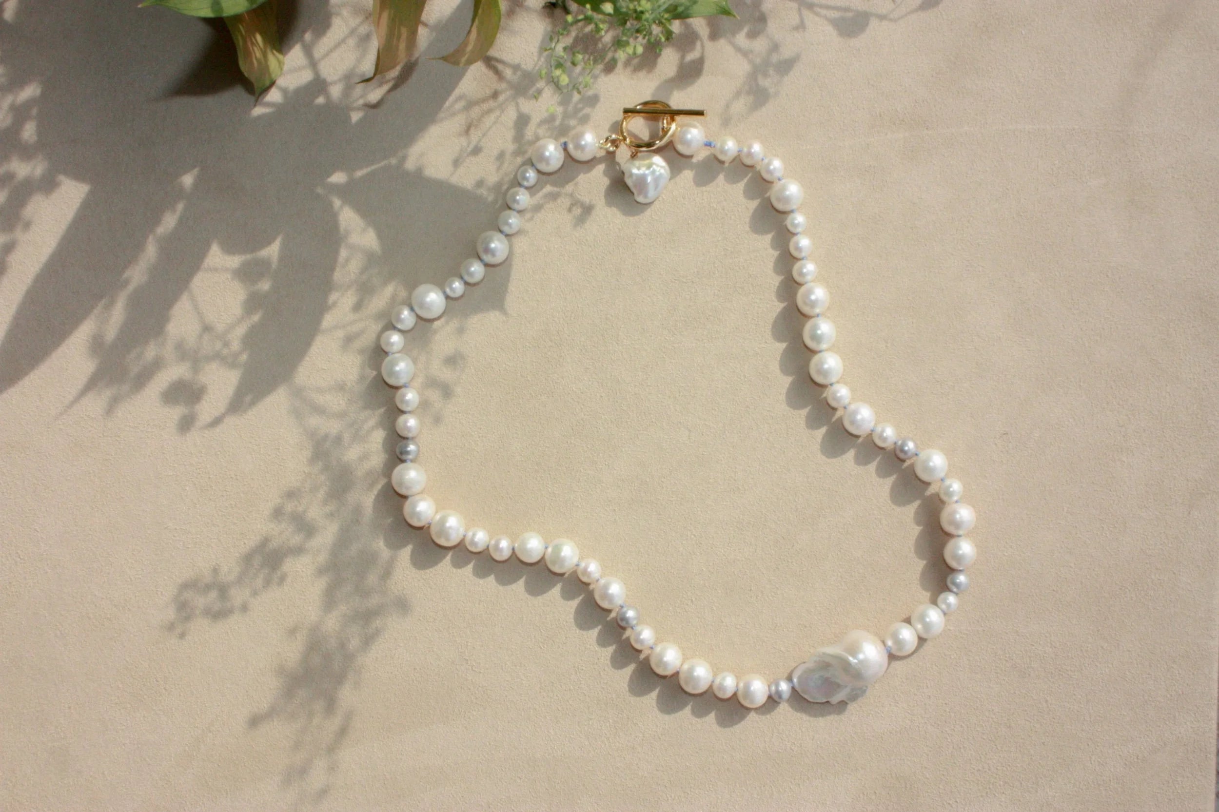 No. 2: Blue Silk Off-Side Baroque Center Necklace