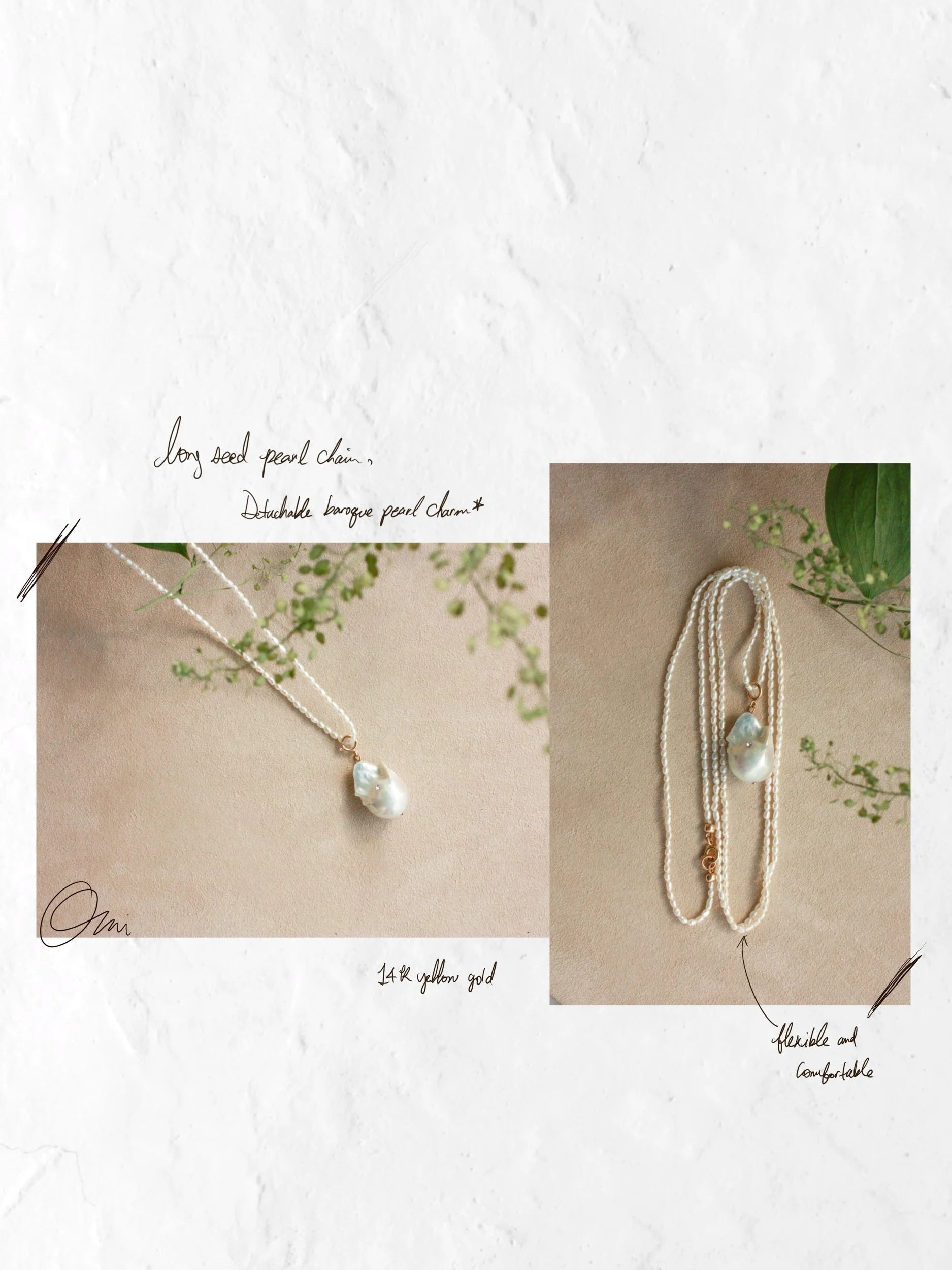 No.7: Seed Pearl Necklace with Baroque Pearl Charm