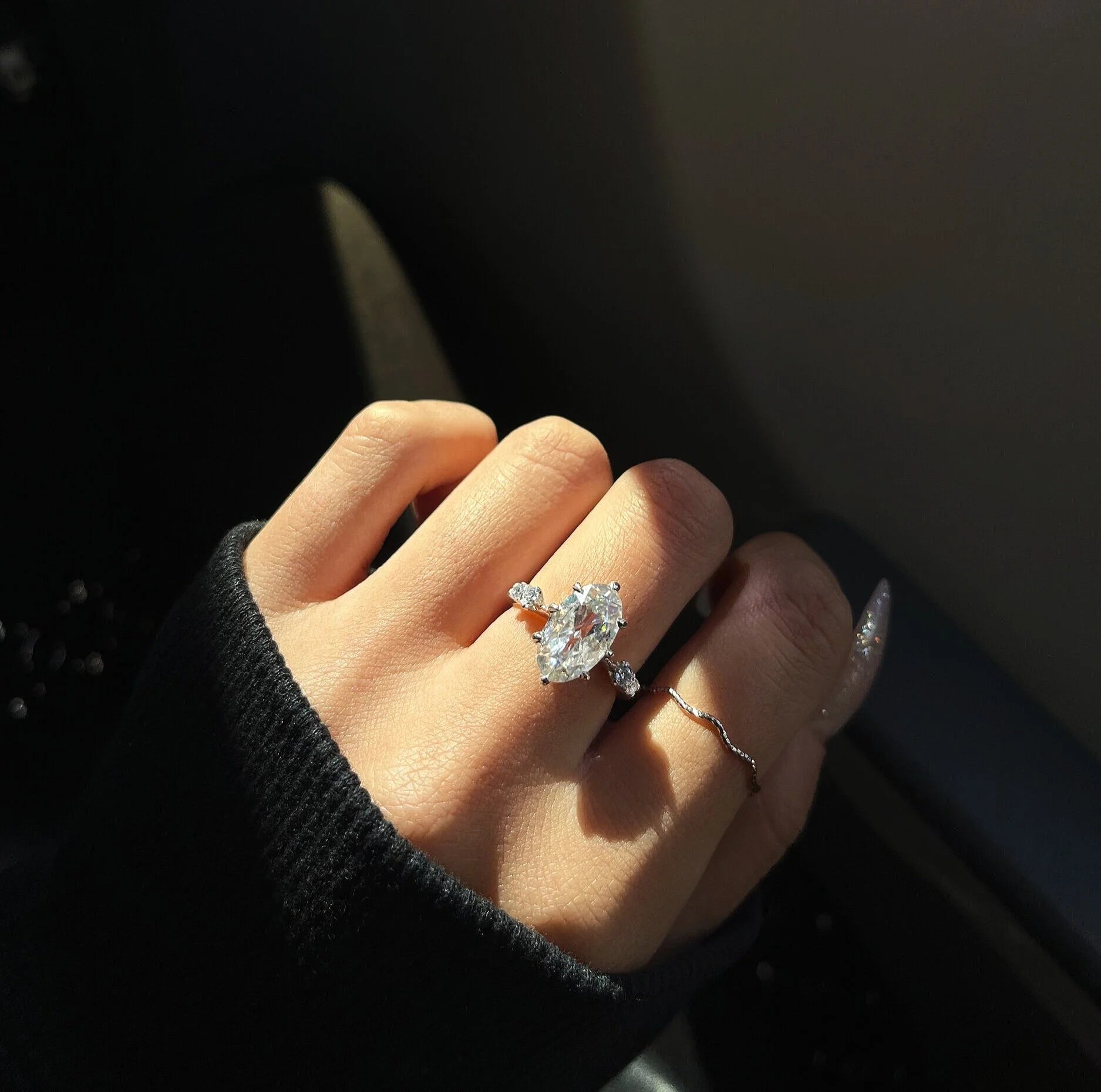 Ouri Double Rosecut Moissanite Engagement Ring