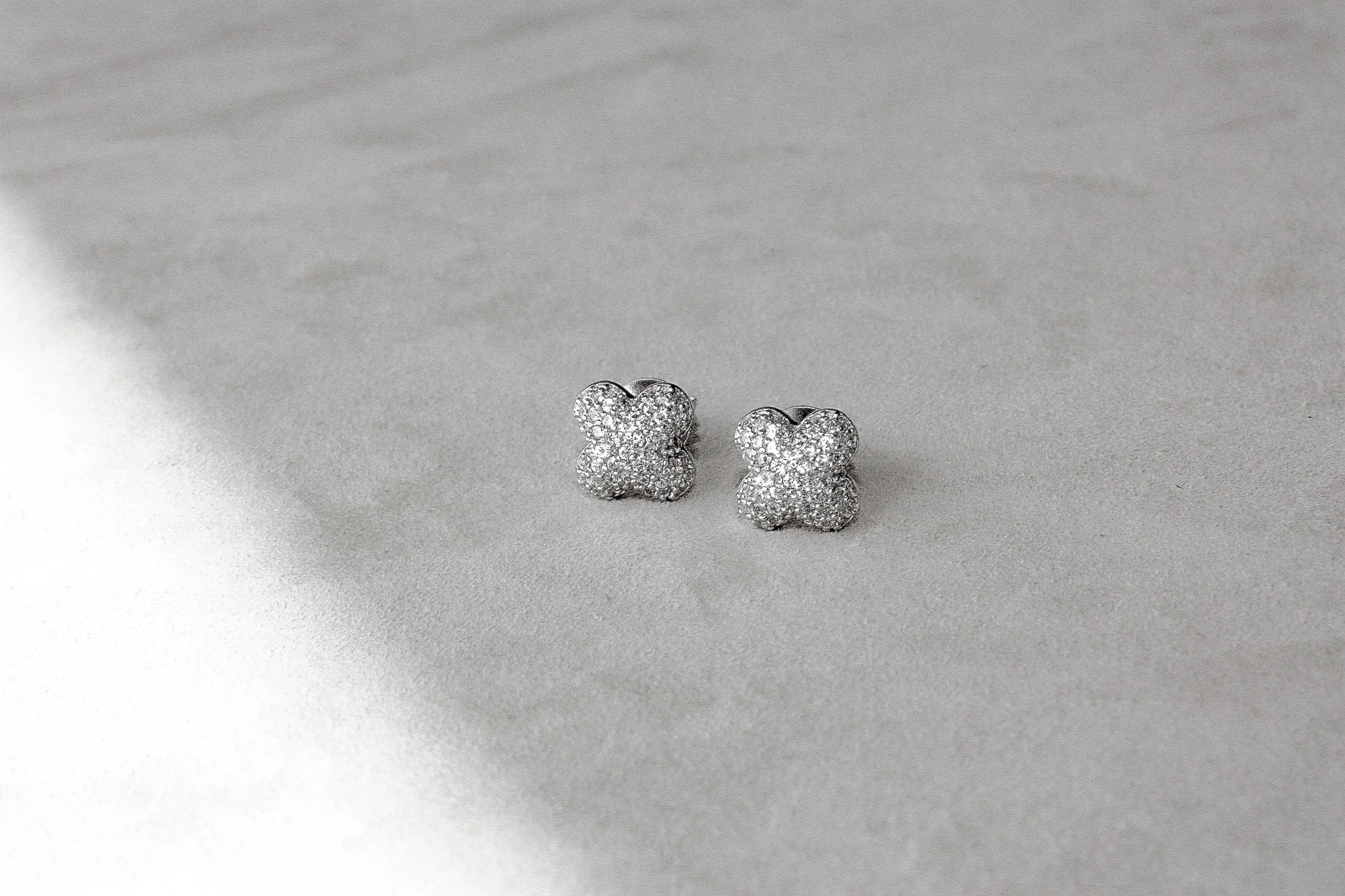 Domed Clover Pavé Stud Earrings