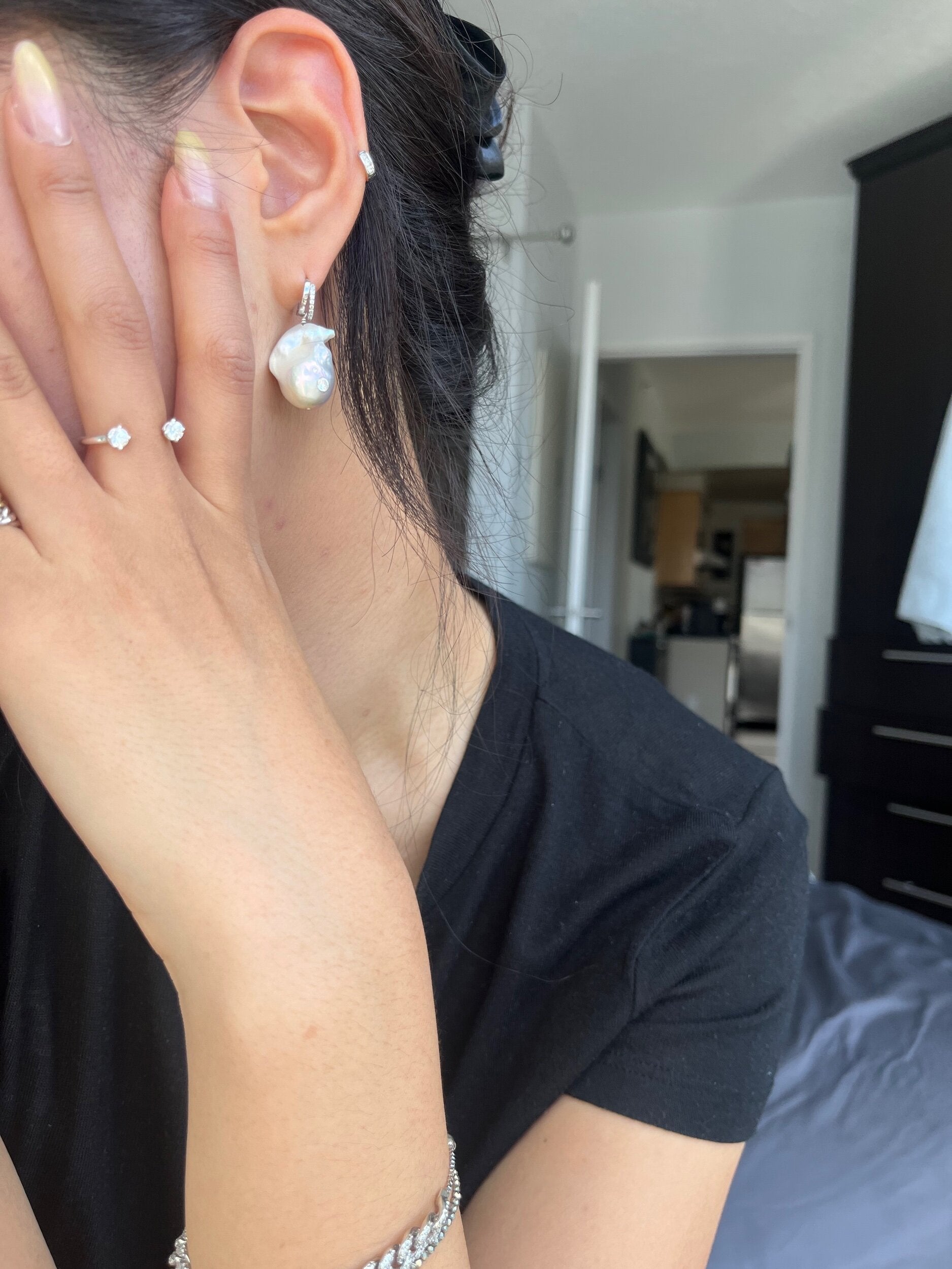 Pierced Baroque Pearl Earring