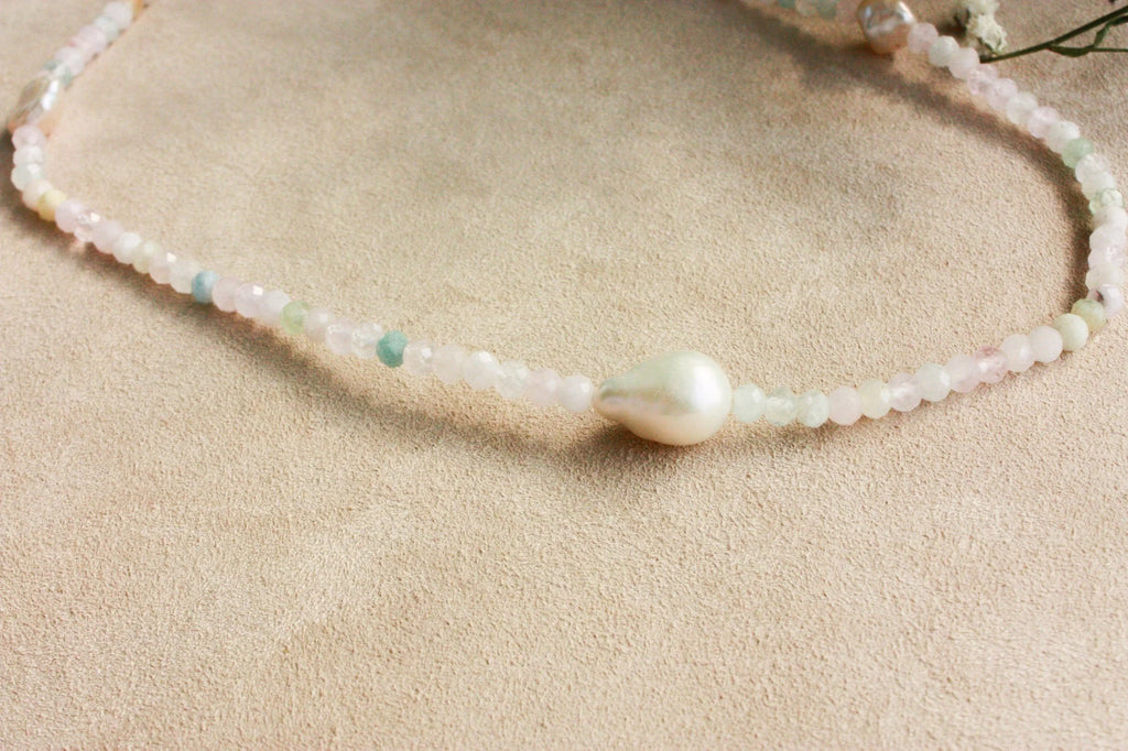 No.8: Morganite Pearl Necklace
