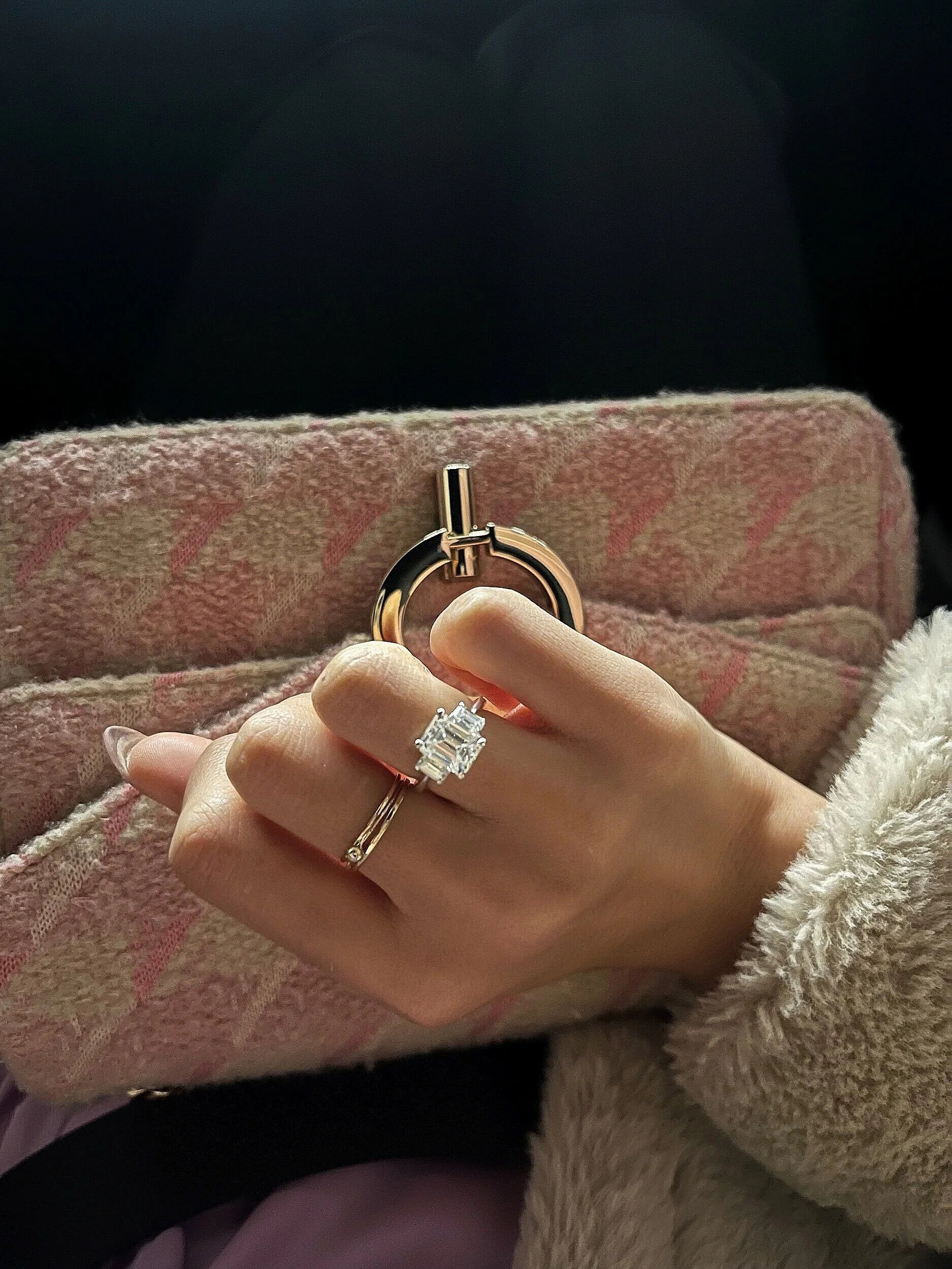 Three Emerald Cut Ring