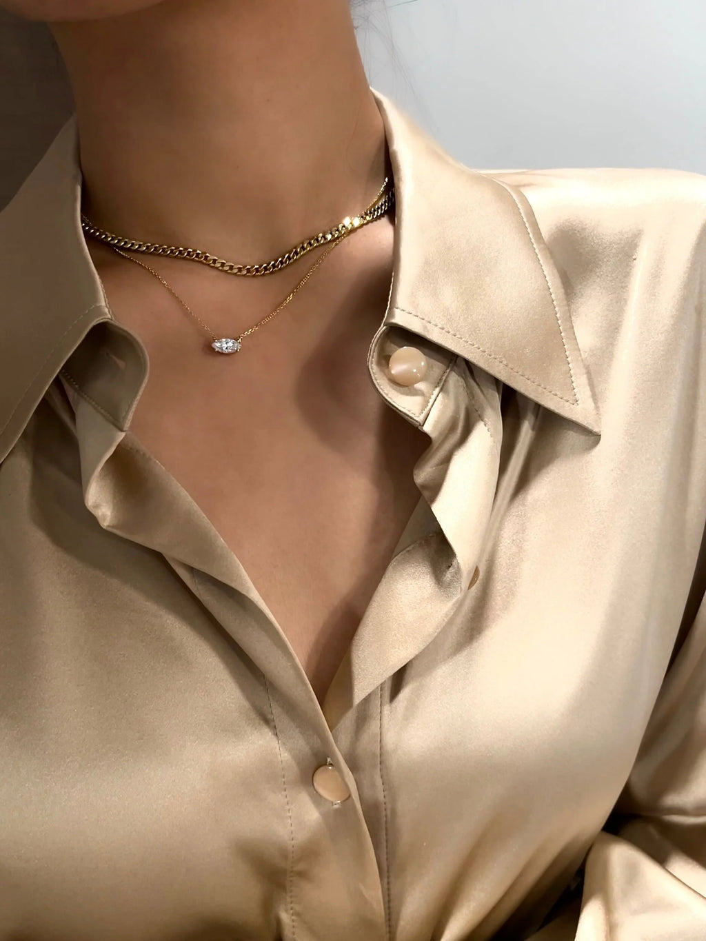 Faceted Curb Chain Necklace