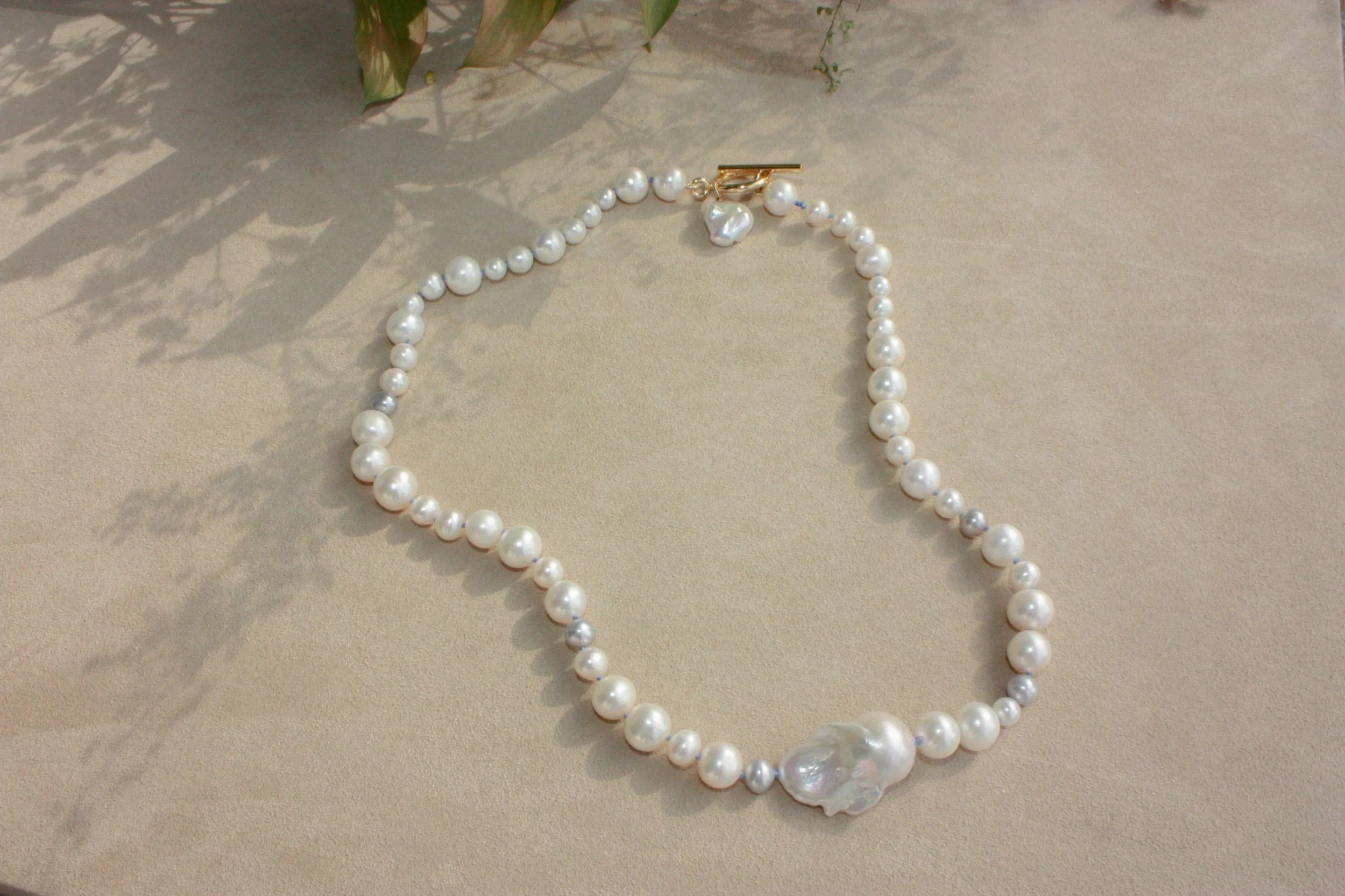 No. 2: Blue Silk Off-Side Baroque Center Necklace