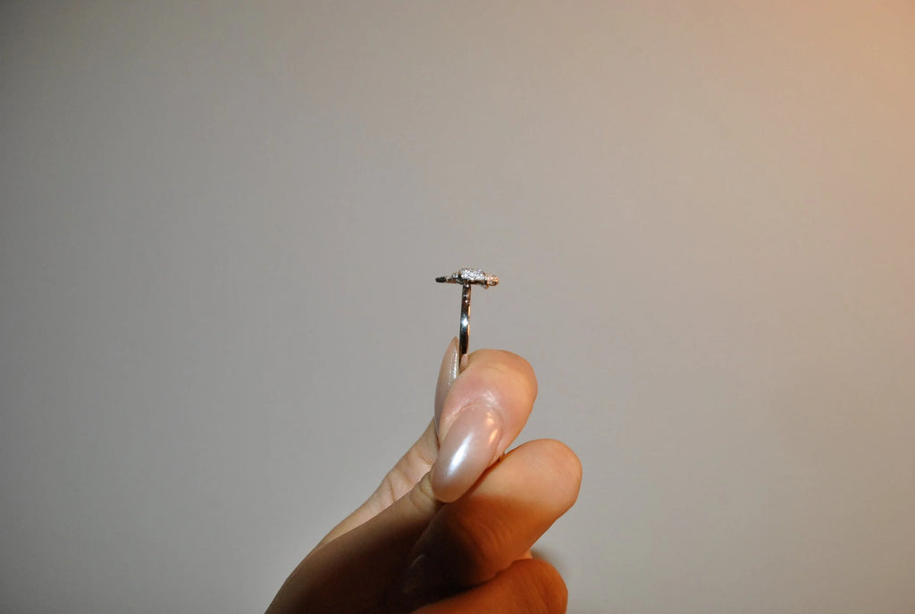 Pink and White Ribbon Design Ring