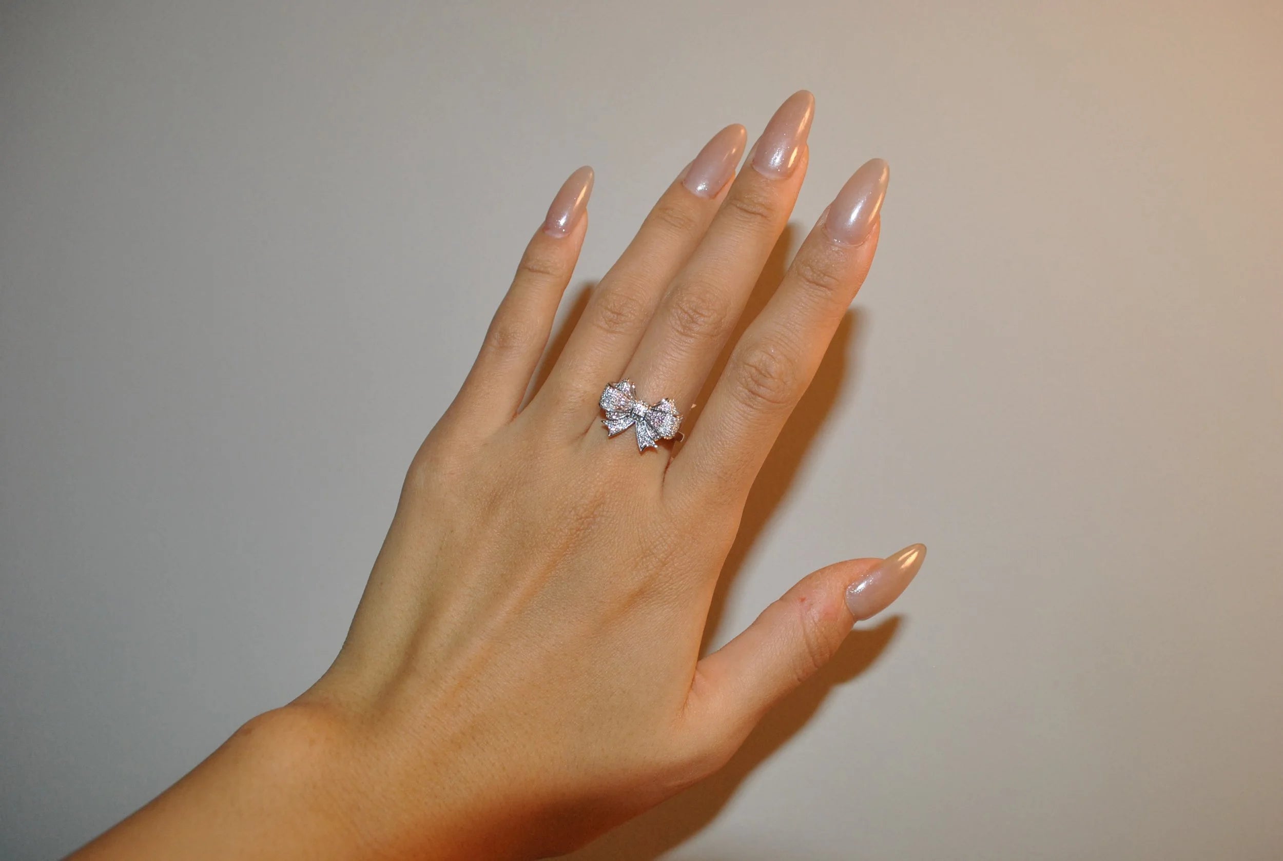 Pink and White Ribbon Design Ring