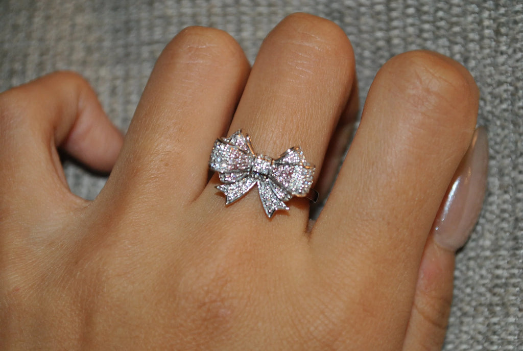 Pink and White Ribbon Design Ring