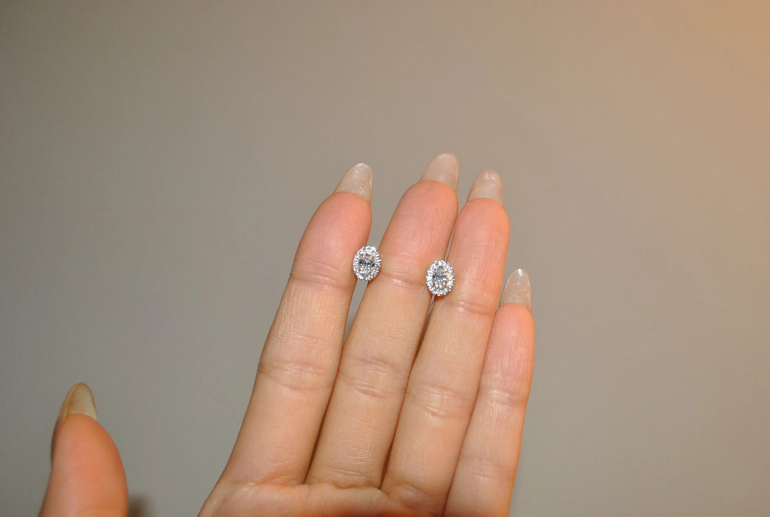 Oval Halo Earring Studs