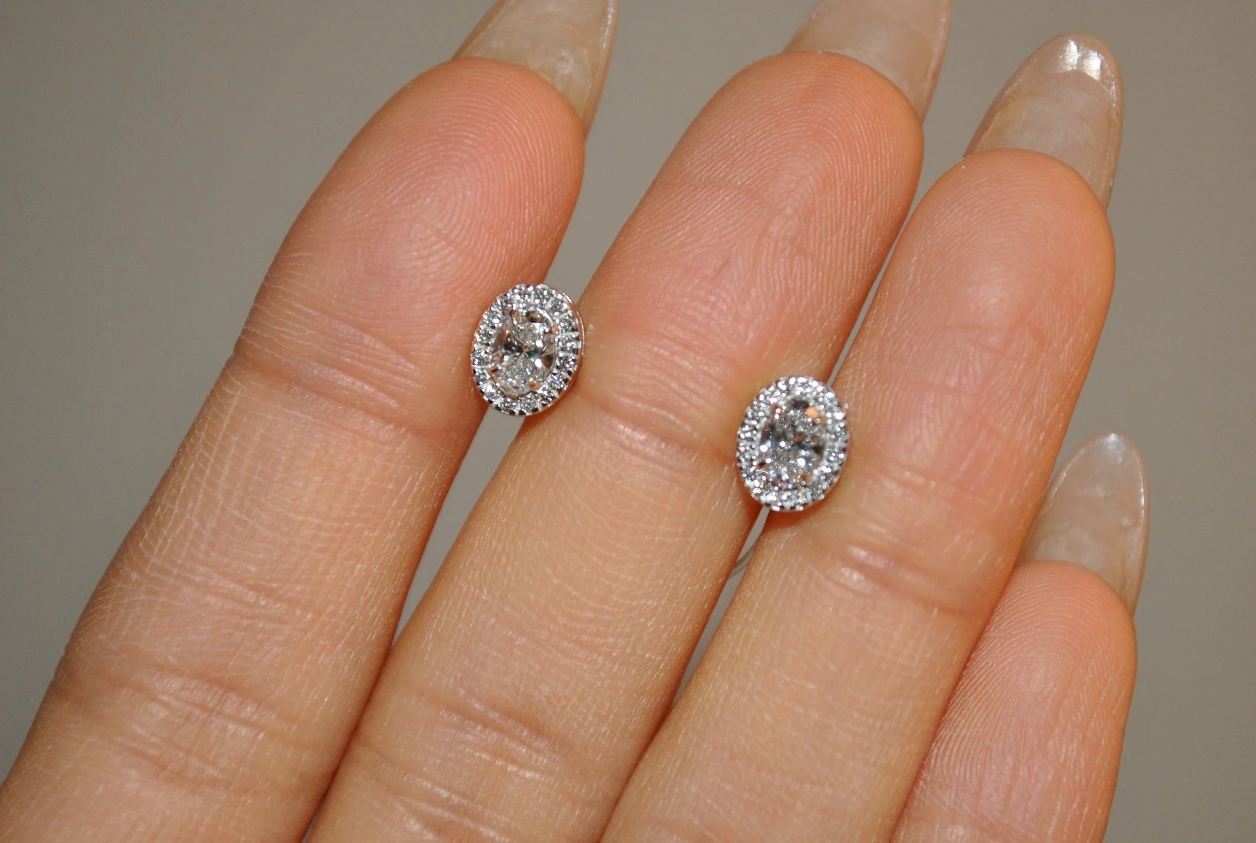 Oval Halo Earring Studs