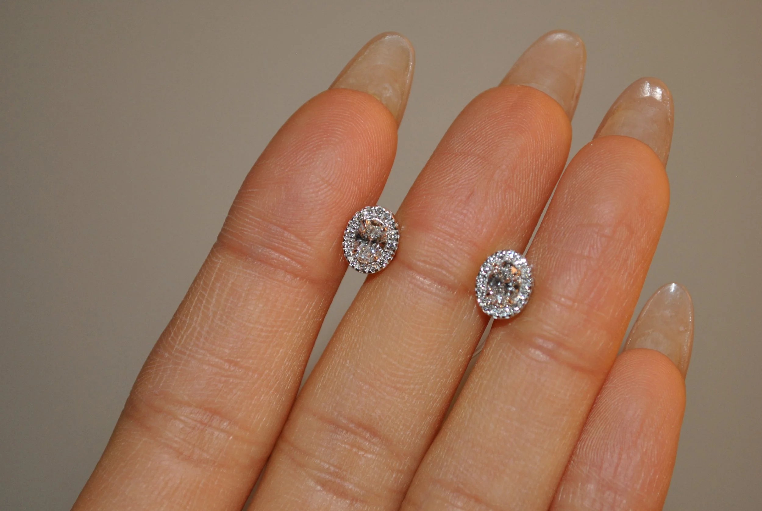 Oval Halo Earring Studs