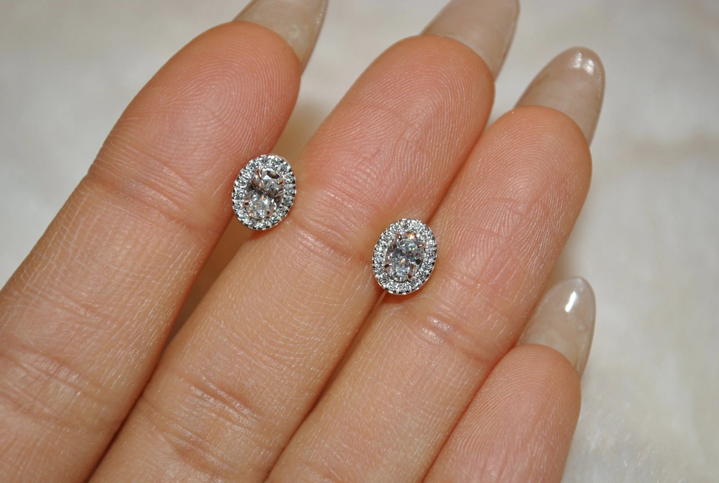 Oval Halo Earring Studs