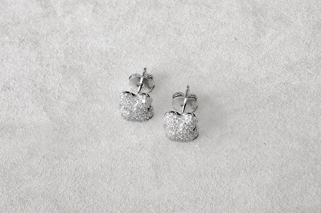 Domed Clover Pavé Stud Earrings