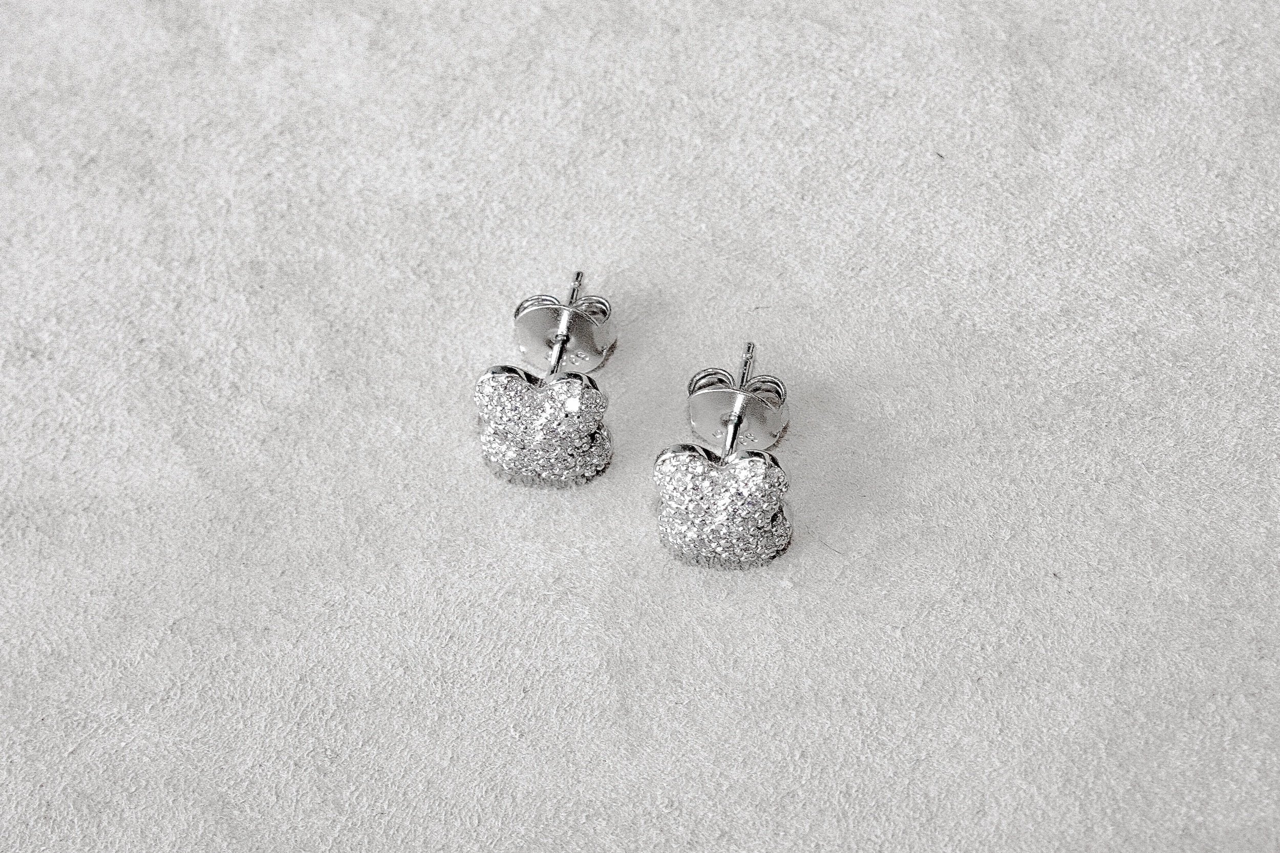 Domed Clover Pavé Stud Earrings
