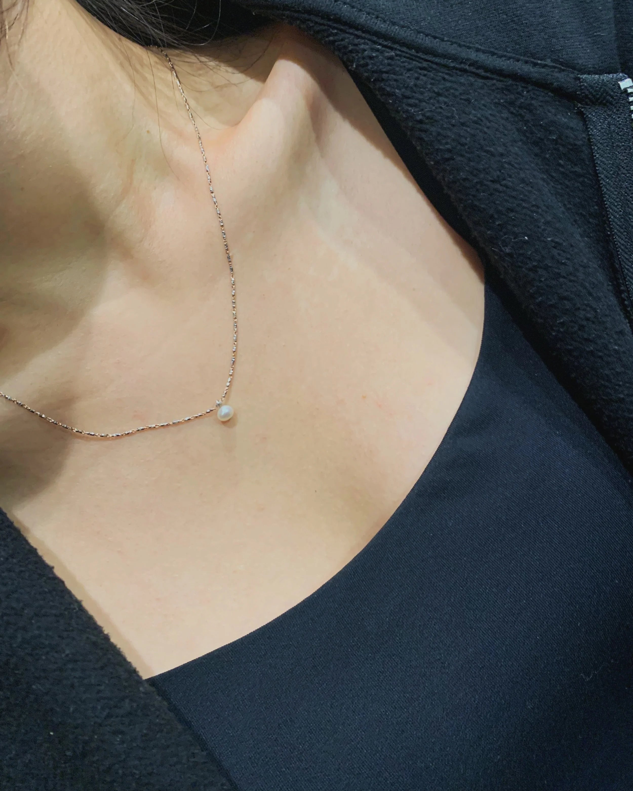 Faceted Multi-Metal Chain with Mini Pearl Necklace