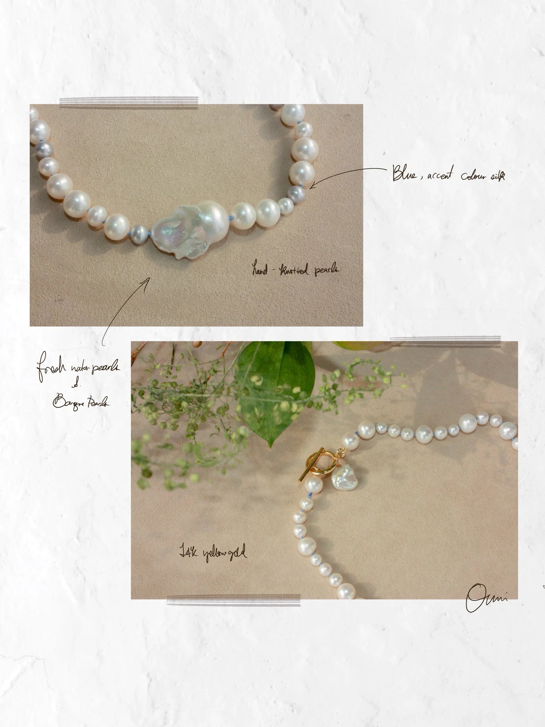 No. 2: Blue Silk Off-Side Baroque Center Necklace