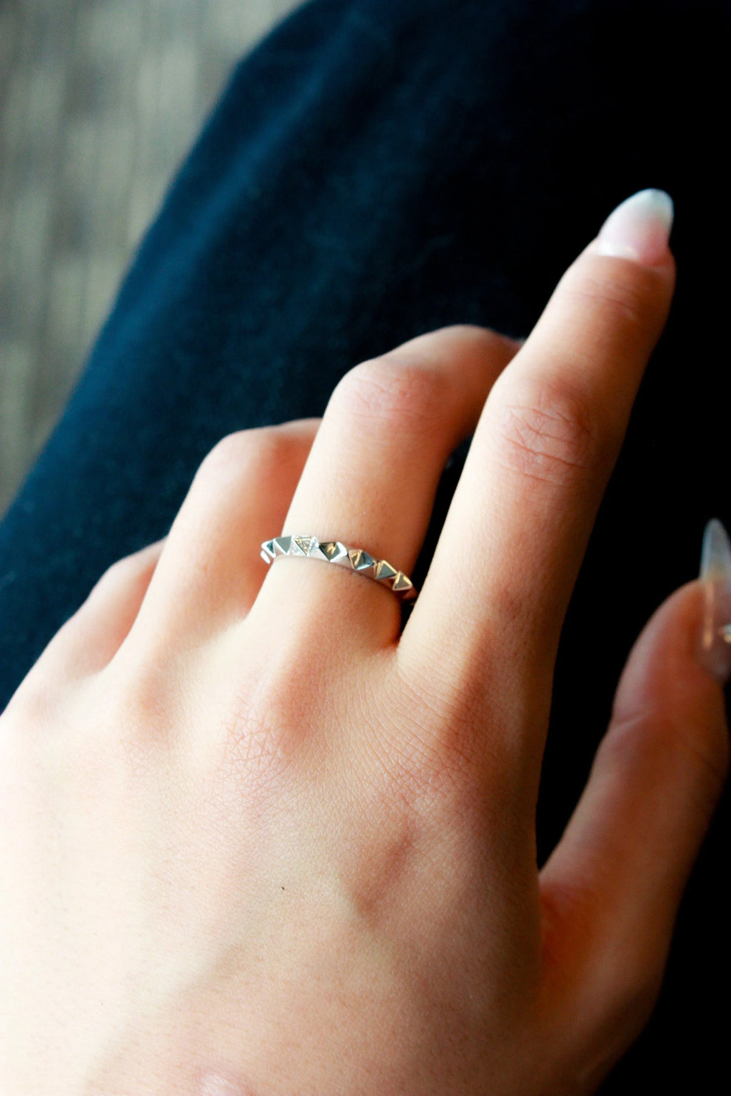 Bold Pyramid Stud Band Ring