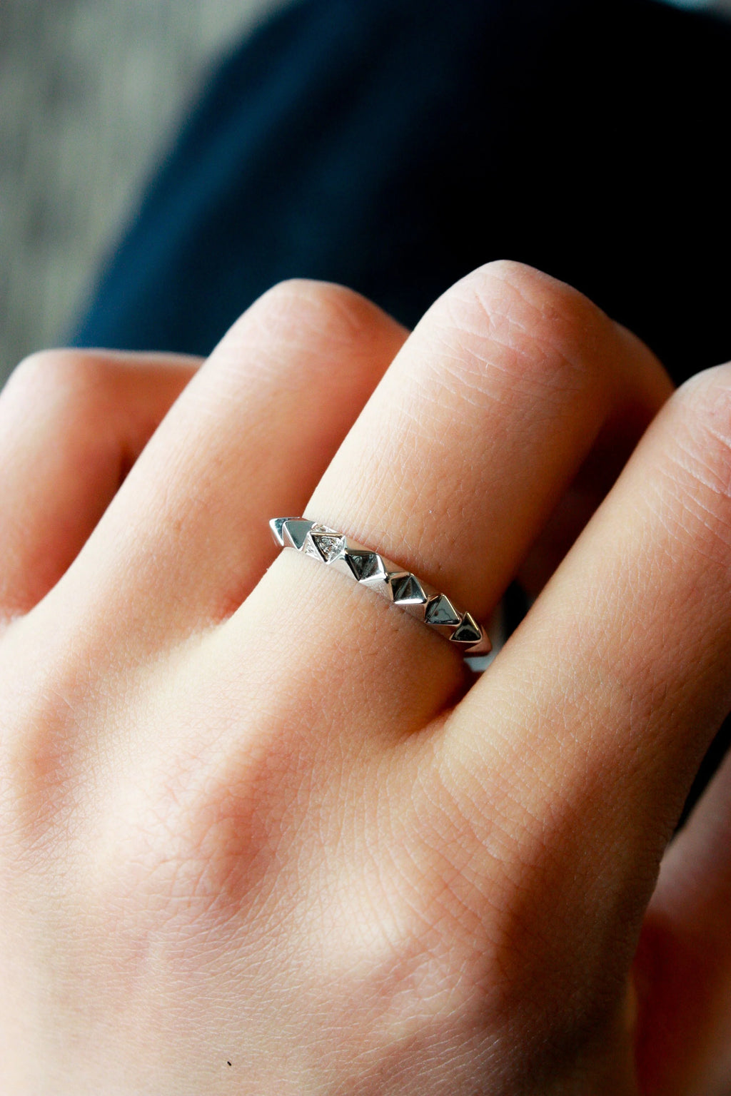 Bold Pyramid Stud Band Ring