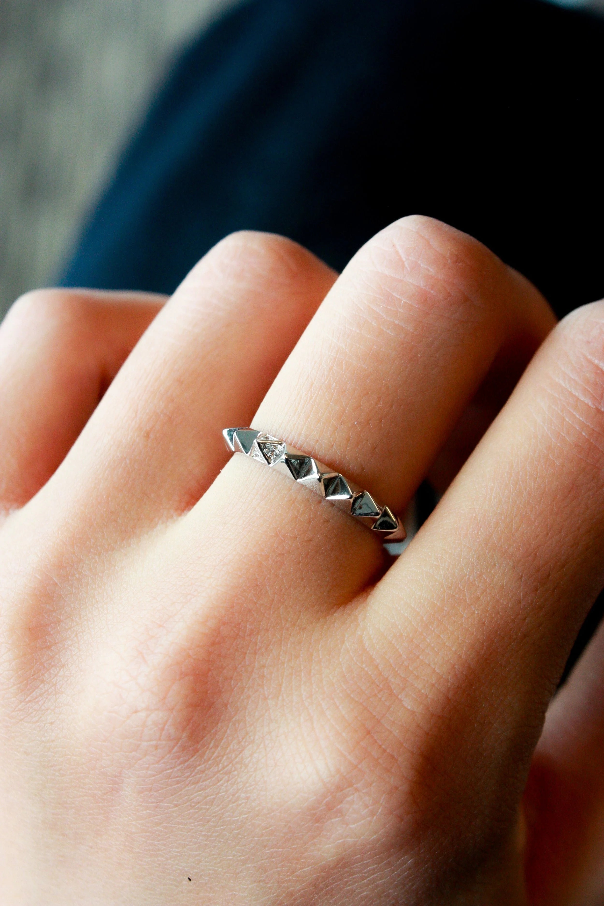 Bold Pyramid Stud Band Ring