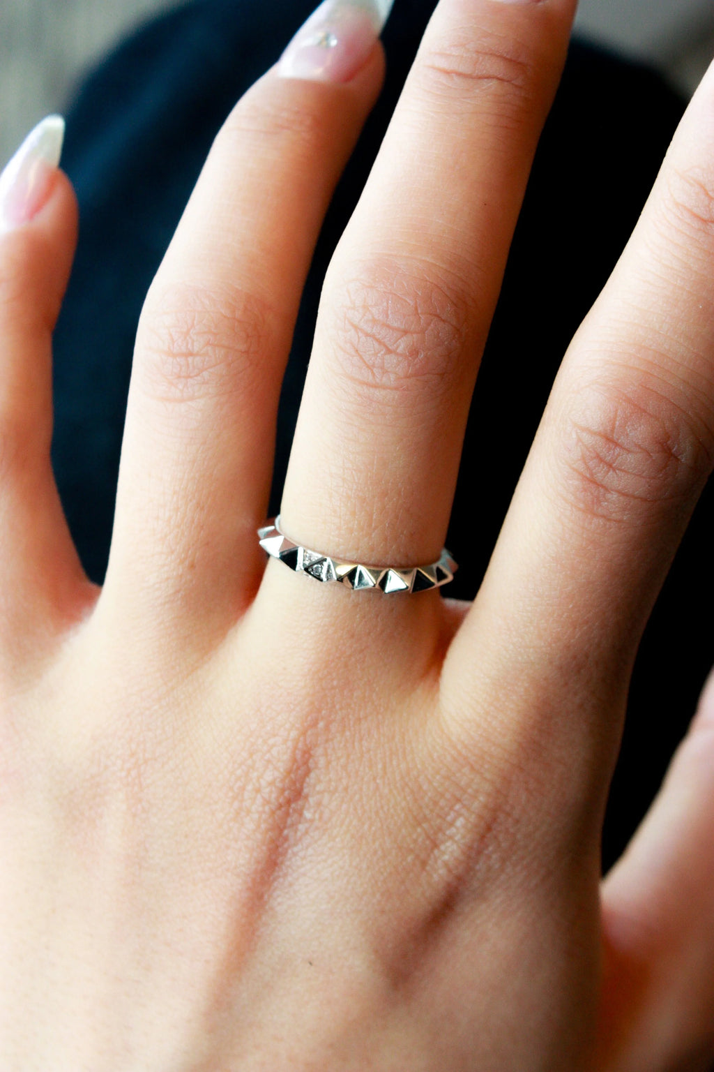 Bold Pyramid Stud Band Ring