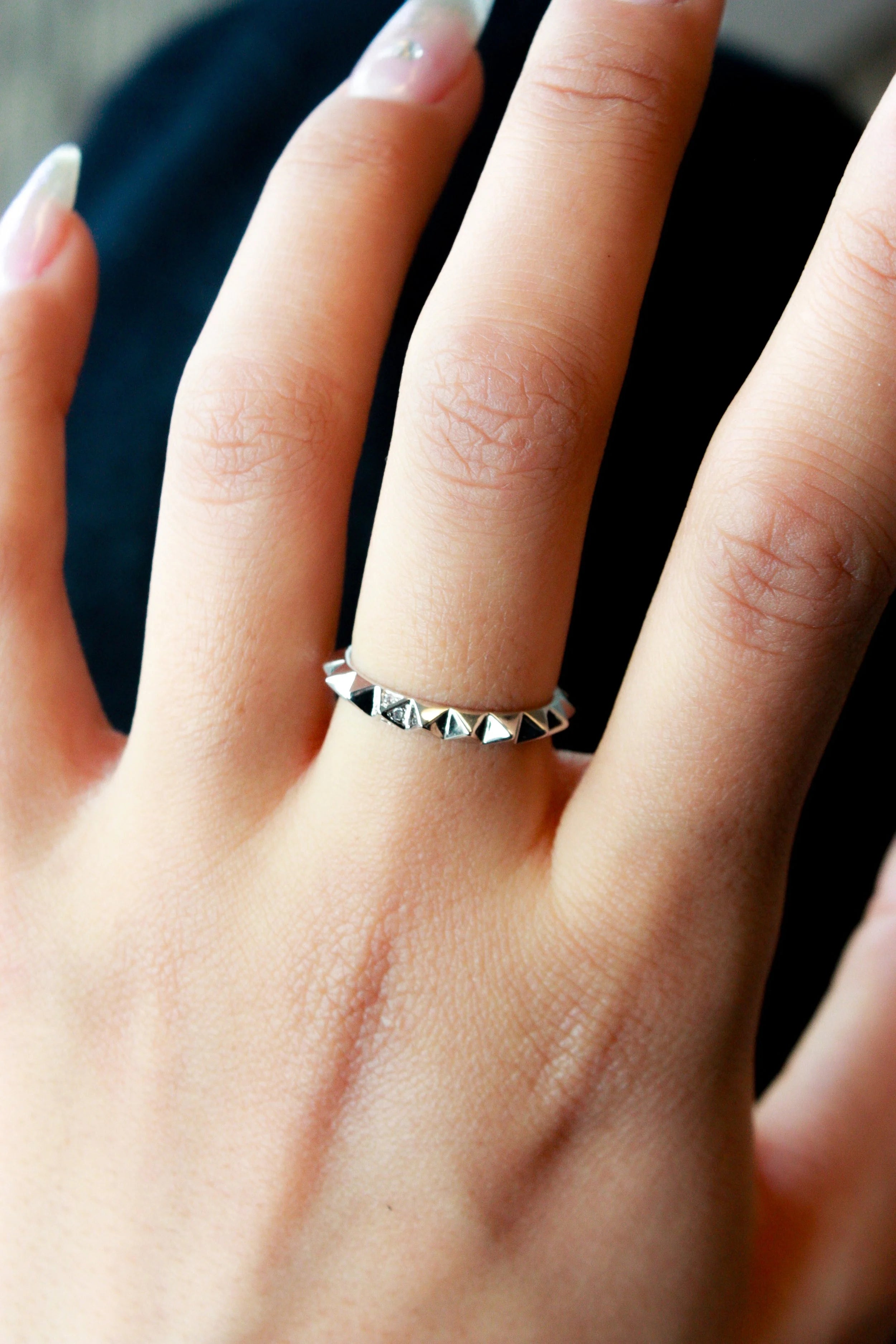 Bold Pyramid Stud Band Ring