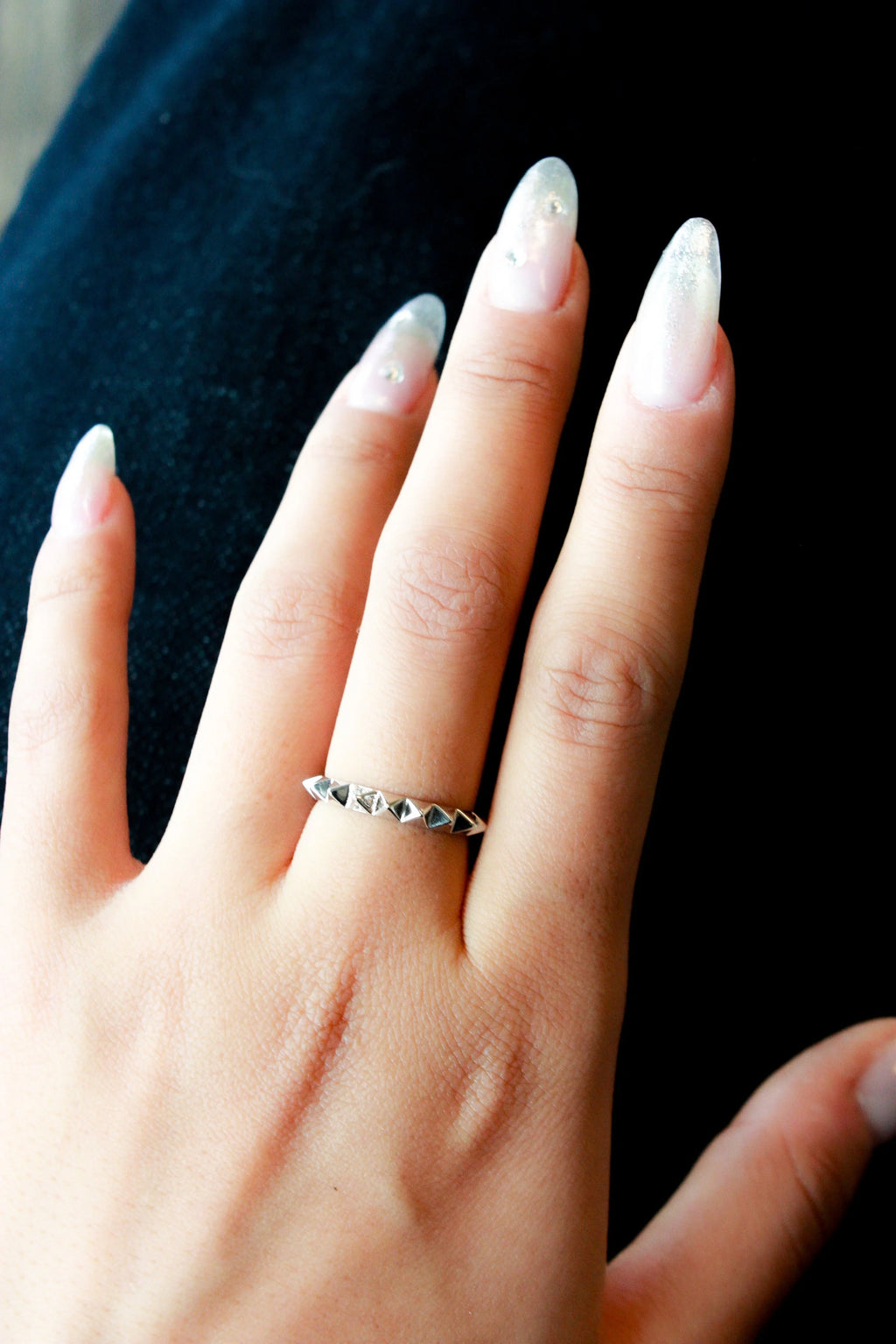 Bold Pyramid Stud Band Ring